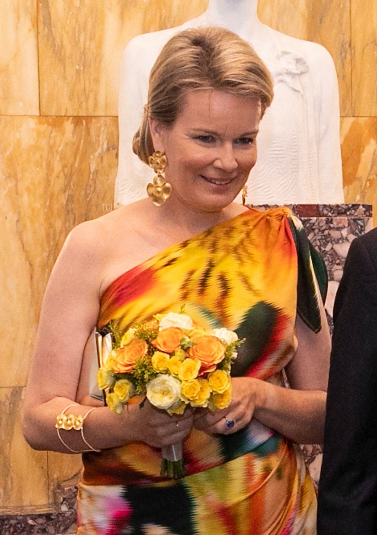 Queen Mathilde of Belgium (L) and King Philippe of Belgium pose before a concert on the eve of Belgium's National Day, at Bozar in Brussels on July 20, 2022