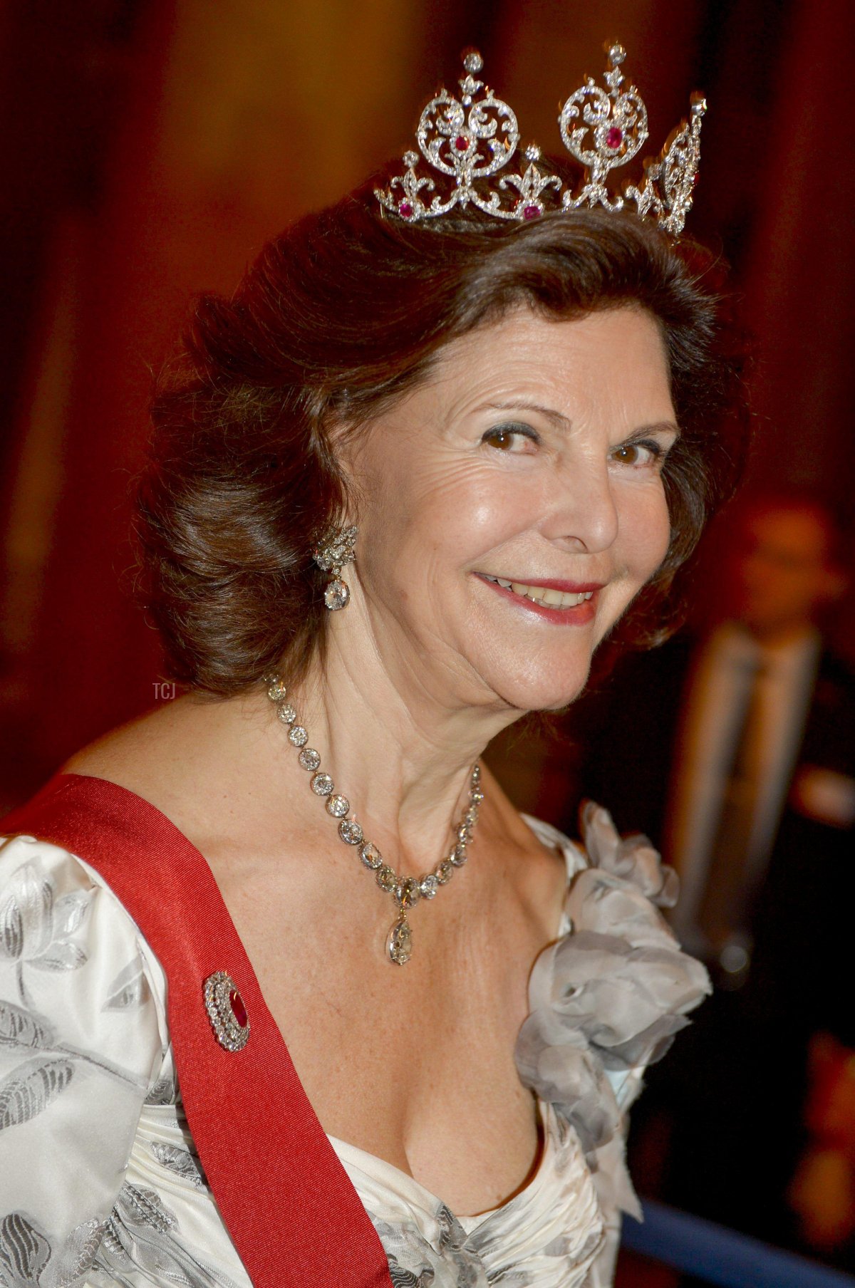 Queen Silvia of Sweden at gala dinner for the Portuguese president the Royal Palace in Stockholm, Sweden, October 1, 2013