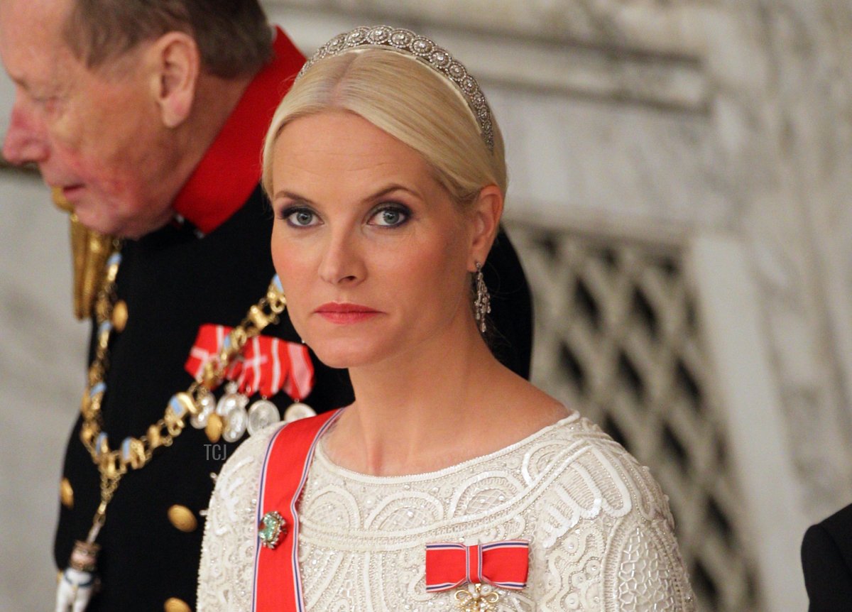 Crown Princess Mette-Marit of Norway attends a Gala Dinner to celebrate Queen Margrethe II of Denmark's 40 years on the throne at Christiansborg Palace Chapel on January 15, 2012 in Copenhagen, Denmark
