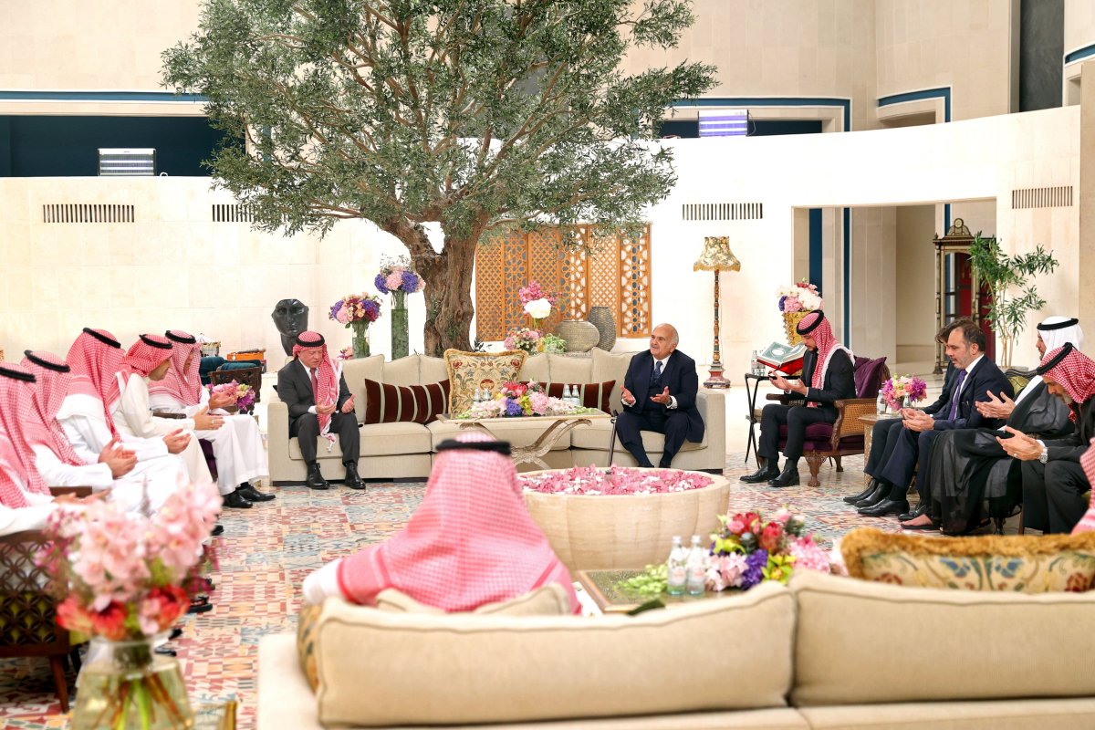 During His Royal Highness Crown Prince Al Hussein's engagement to Ms Rajwa Khaled bin Musaed bin Saif bin Abdulaziz Al Saif, in Riyadh, in the presence of Their Majesties King Abdullah II and Queen Rania