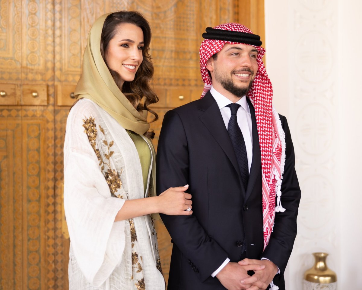 During His Royal Highness Crown Prince Al Hussein's engagement to Ms Rajwa Khaled bin Musaed bin Saif bin Abdulaziz Al Saif, in Riyadh, in the presence of Their Majesties King Abdullah II and Queen Rania