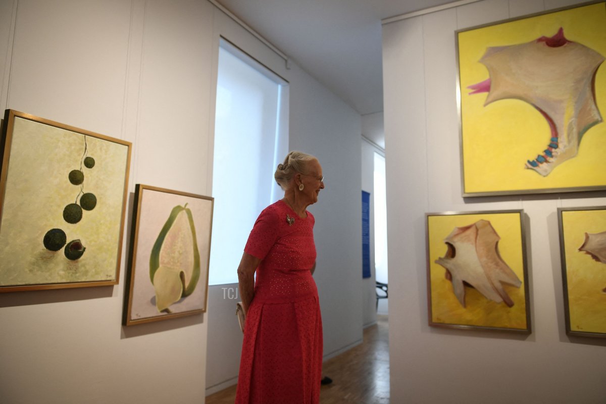Queen Margrethe II of Denmark inaugurates her works at the Henri Martin museum in Cahors, southern France, on August 17, 2022