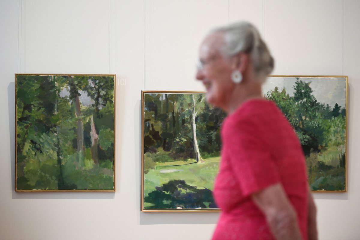 Queen Margrethe II of Denmark inaugurates her works at the Henri Martin museum in Cahors, southern France, on August 17, 2022