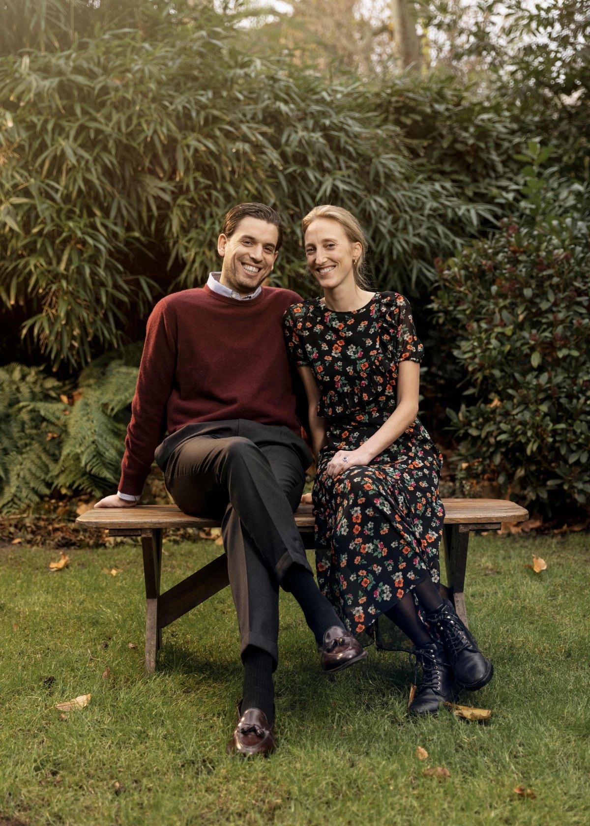 Princess Maria-Laura of Belgium and her husband-to-be William Isvy posing for the photographer after announcing their wedding