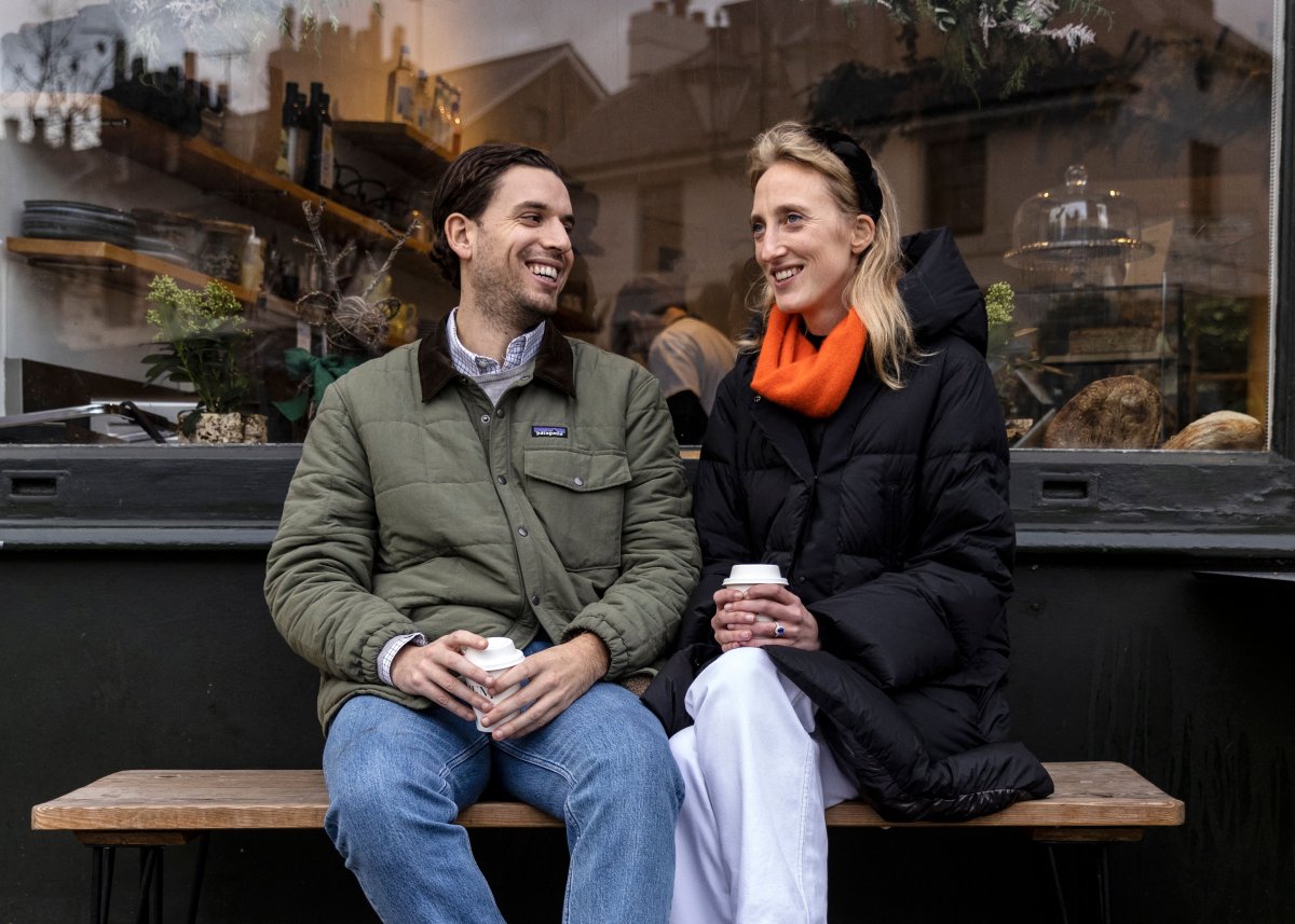 Princess Maria-Laura of Belgium and her husband-to-be William Isvy posing for the photographer after announcing their wedding