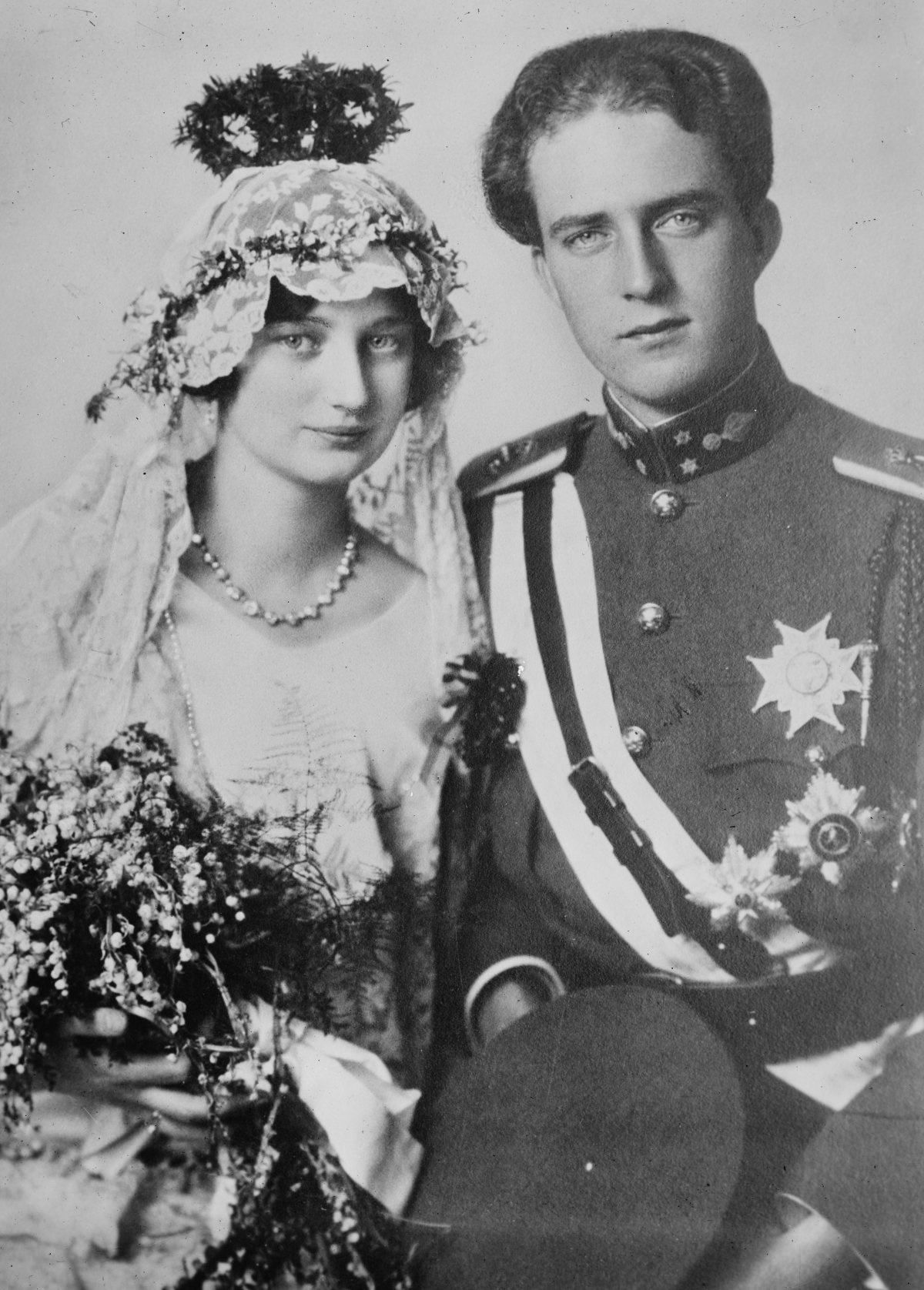 King Leopold III and Queen Astrid of Belgium on their wedding day