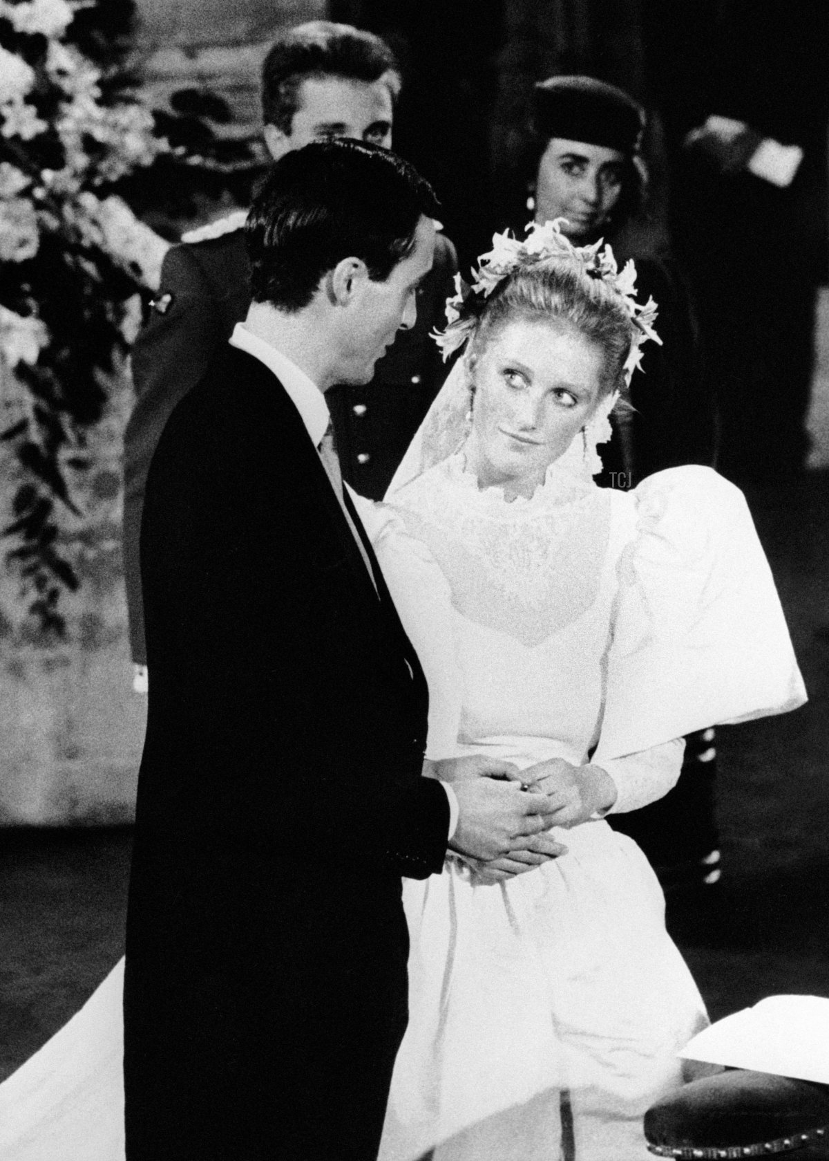 Princess Astrid of Belgium and Archduke Lorenz of Austria during their marriage ceremony in the Church of the Grand Sablon in Brussels when they married in September 1984
