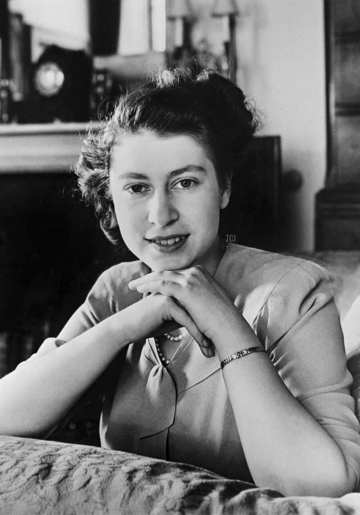 Official portrait of Britain's Princess Elizabeth (future Queen Elizabeth II) taken three days before her 21th birthday on April 18, 1947 in London