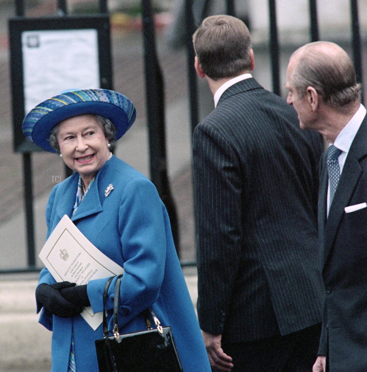 Queen Elizabeth II and Prince Philip leave Westminster Abbey in London after a service to celebrate their 50th Wedding Anniversary on November 20, 1997