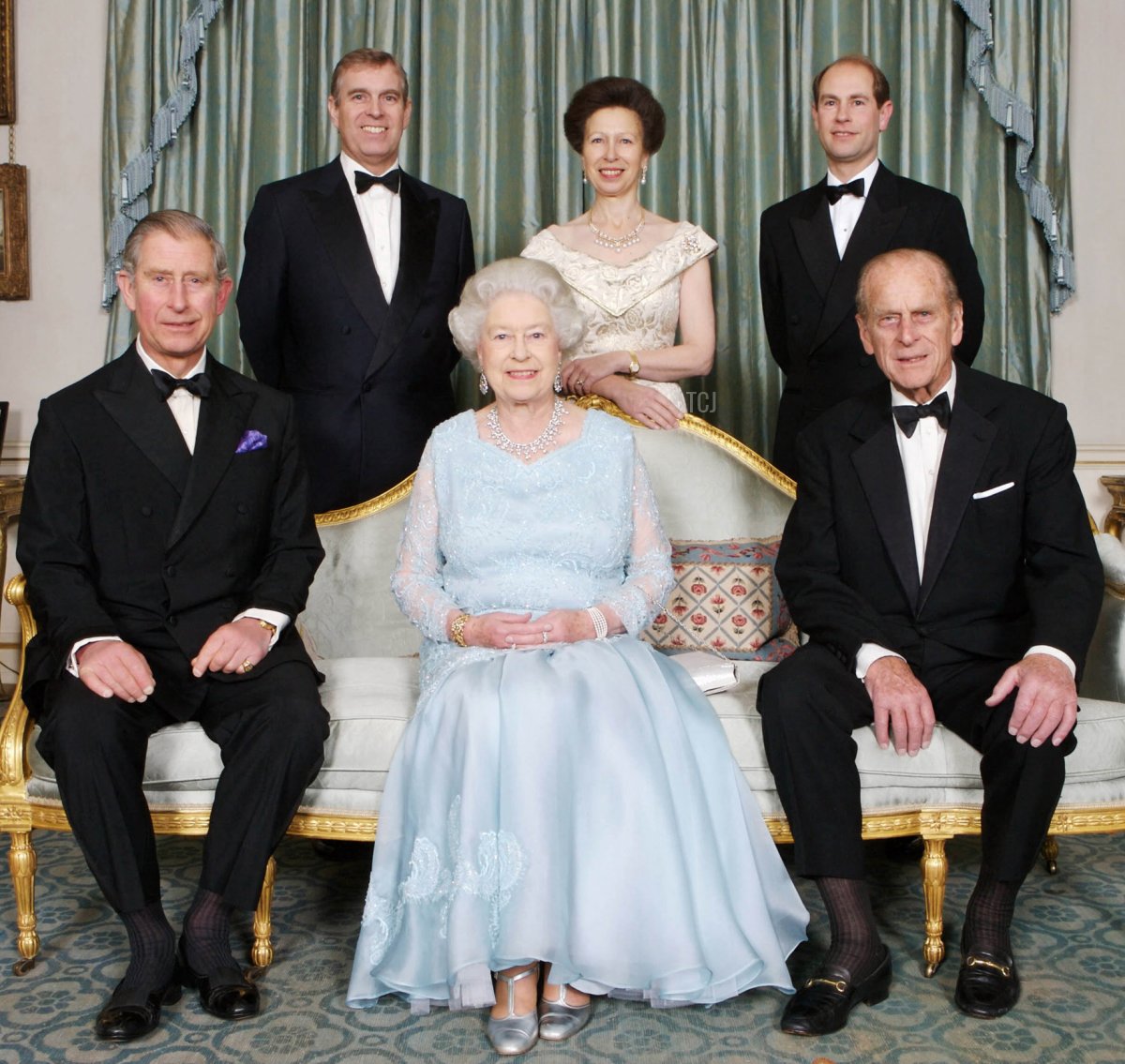 Britain's Queen Elizabeth II (Centre Foreground) and Prince Philip (Right Foreground) are joined at Clarence House in London by Prince Charles, (Left Foreground) Prince Edward, (Right Background) Princess Anne (Centre Background) and Prince Andrew (Left Background) on the occasion of a dinner hosted by HRH The Prince of Wales and HRH The Duchess of Cornwall to mark the forthcoming Diamond Wedding Anniversary of The Queen and The Duke, 18 November 2007