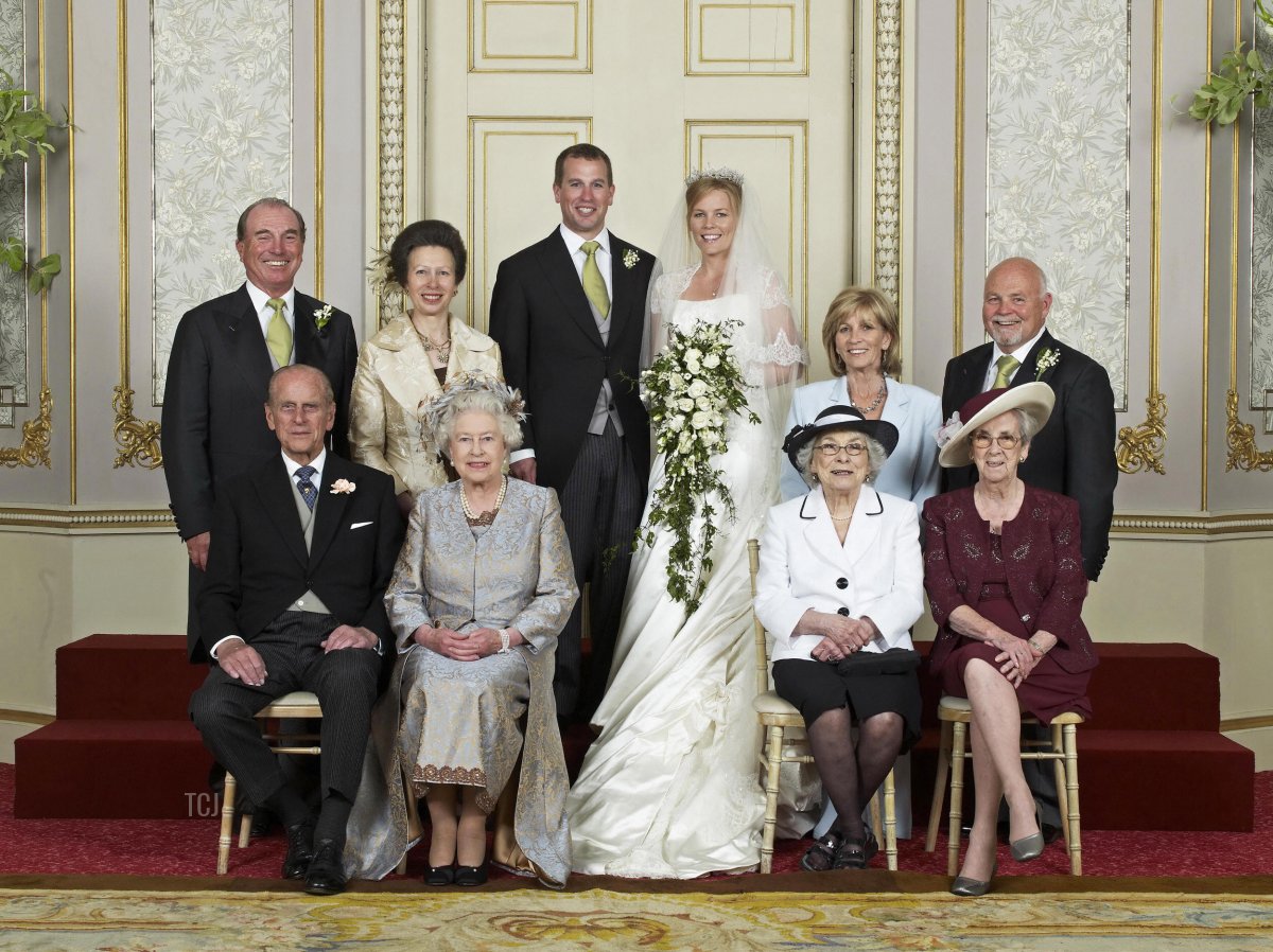 Wedding group photo taken May 17, 2008, of Mr Peter Phillips and Miss Autumn at Frogmore House (seated left to right front row) The Duke of Edinburgh, Queen Elizabeth II, Mrs Ivy Kelly, Mrs Edith McCarthy, (standing left to right) Capt. Mark Phillips, The Princess Royal, Mr Peter Philips, Mrs Peter Philips, Mrs Kity Kelly, Mr Brian Kelly