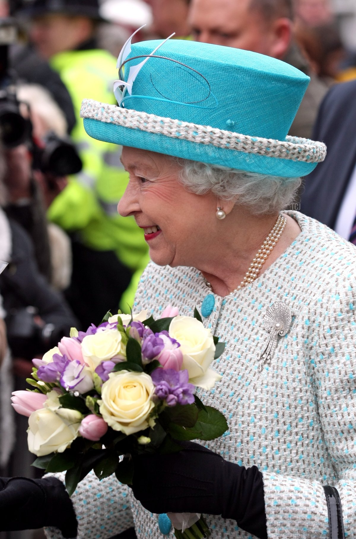 Queen Elizabeth II is greeted by wellwishers during a visit to Kings Lynn Town Hall on February 6, 2012 in Norfolk, England