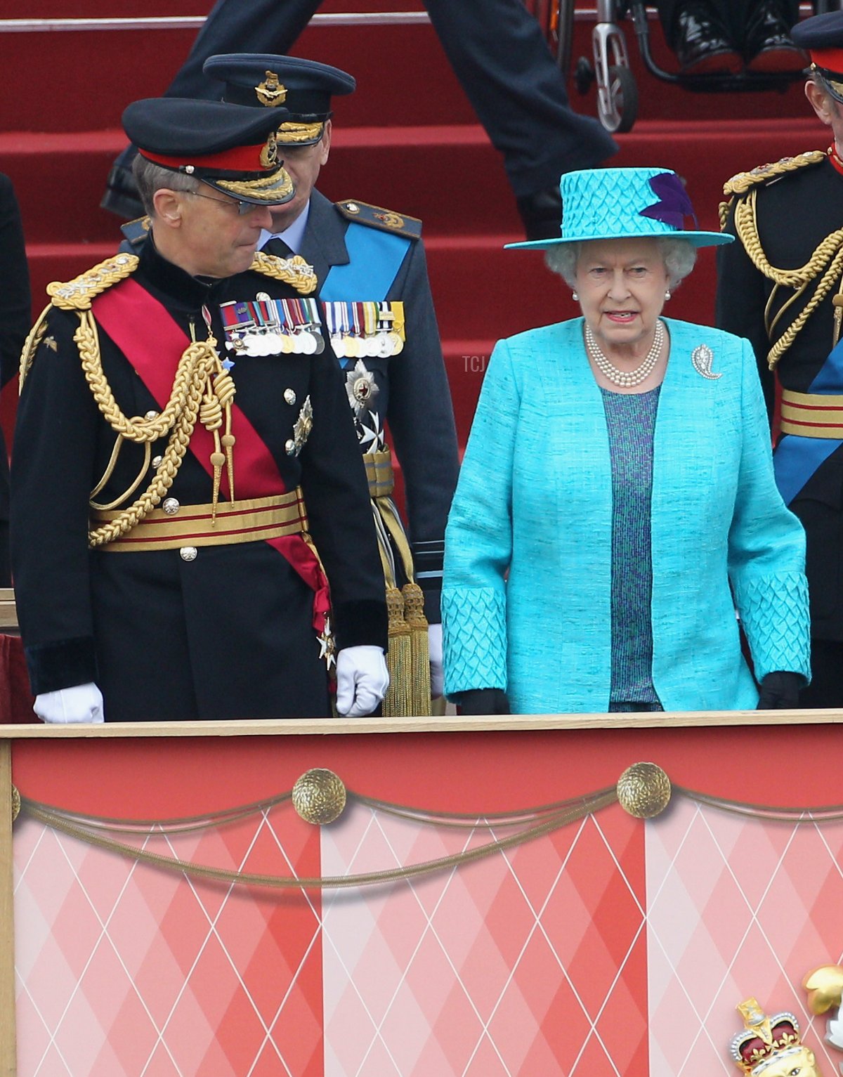 Queen Elizabeth II and Chief of the Defence Staff General Sir David Richards attend the Armed Forces Parade and Muster on May 19, 2012 in Windsor, England