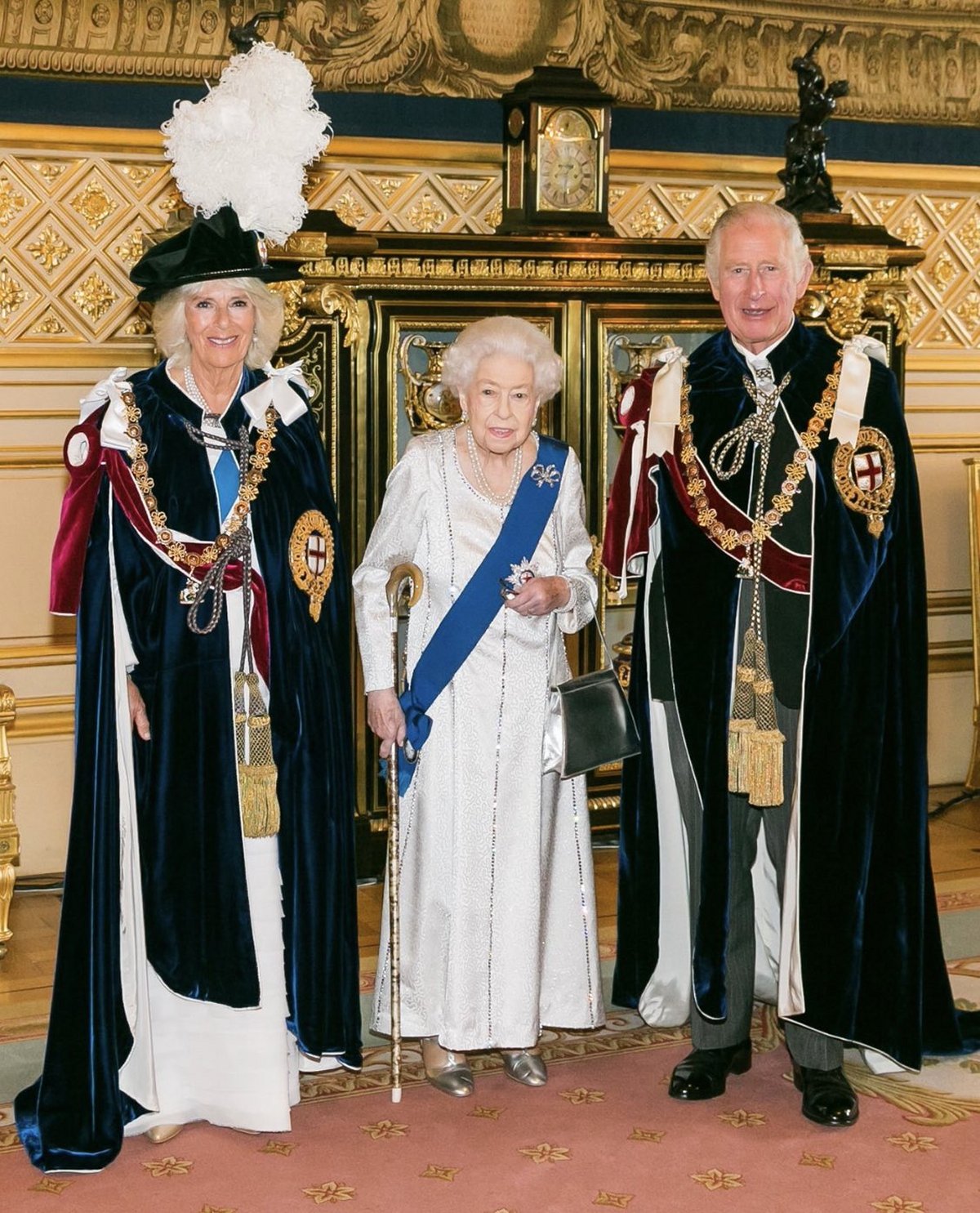 The Queen with Charles and Camilla on Garter Day, 2022
