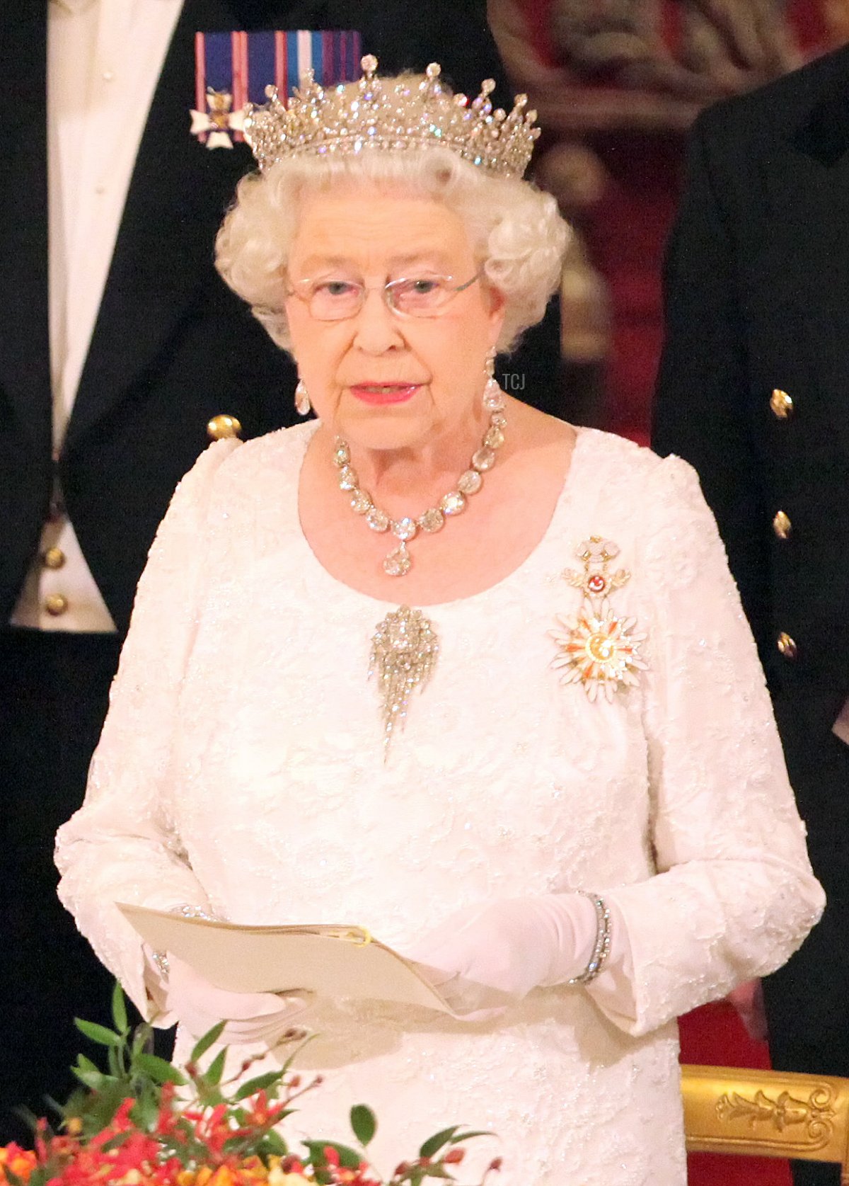 Queen Elizabeth II and President of Turkey Abdullah Gul (left) attend a State Banquet at Buckingham Palace, London, on the first day of his State Visit to the UK on November 22, 2011