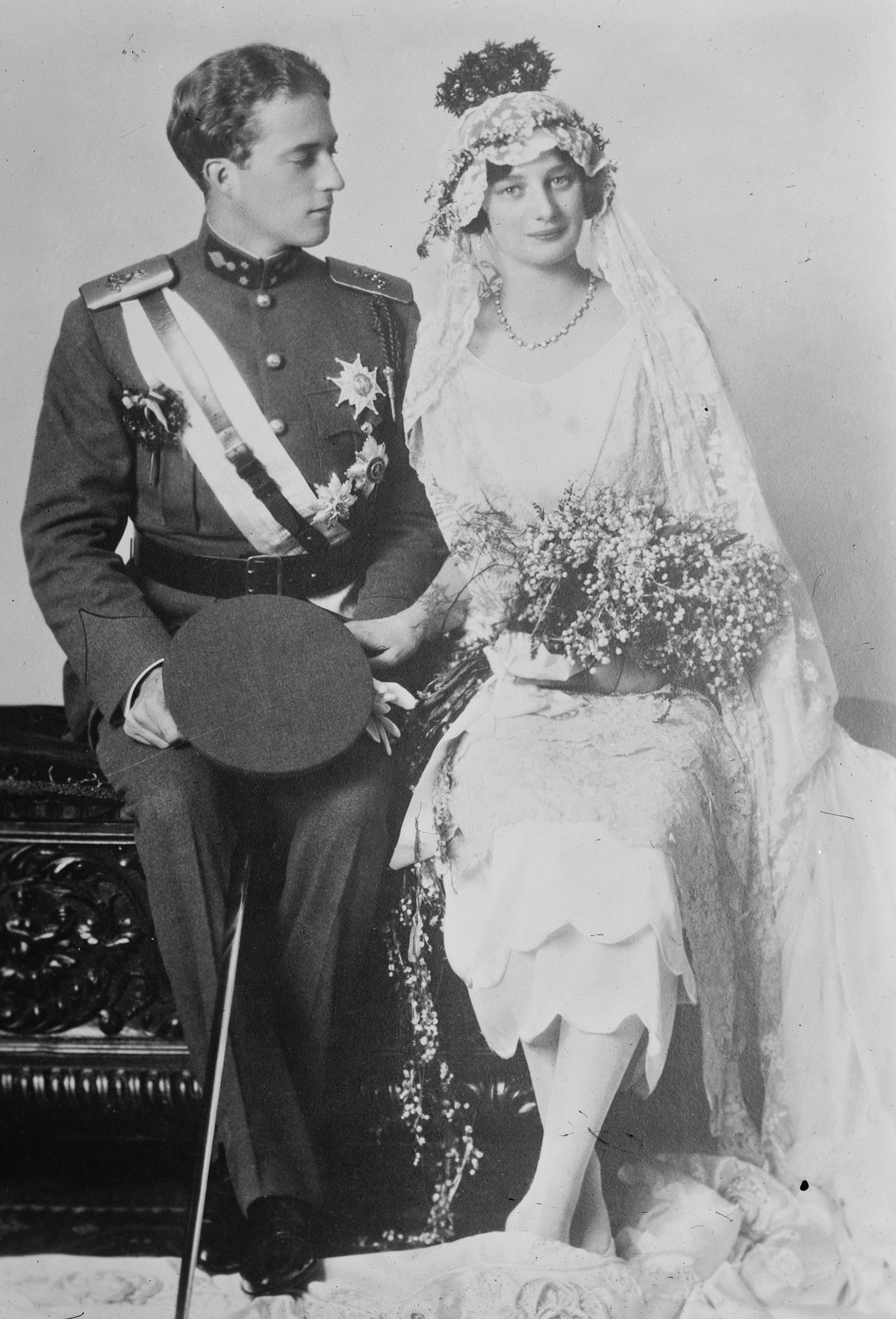 Wedding portrait of King Leopold III and Queen Astrid of Belgium, 1926