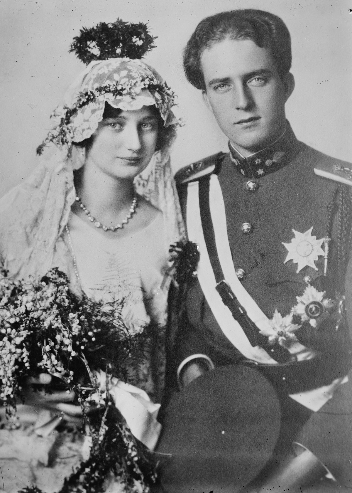 Wedding portrait of King Leopold III and Queen Astrid of Belgium, 1926