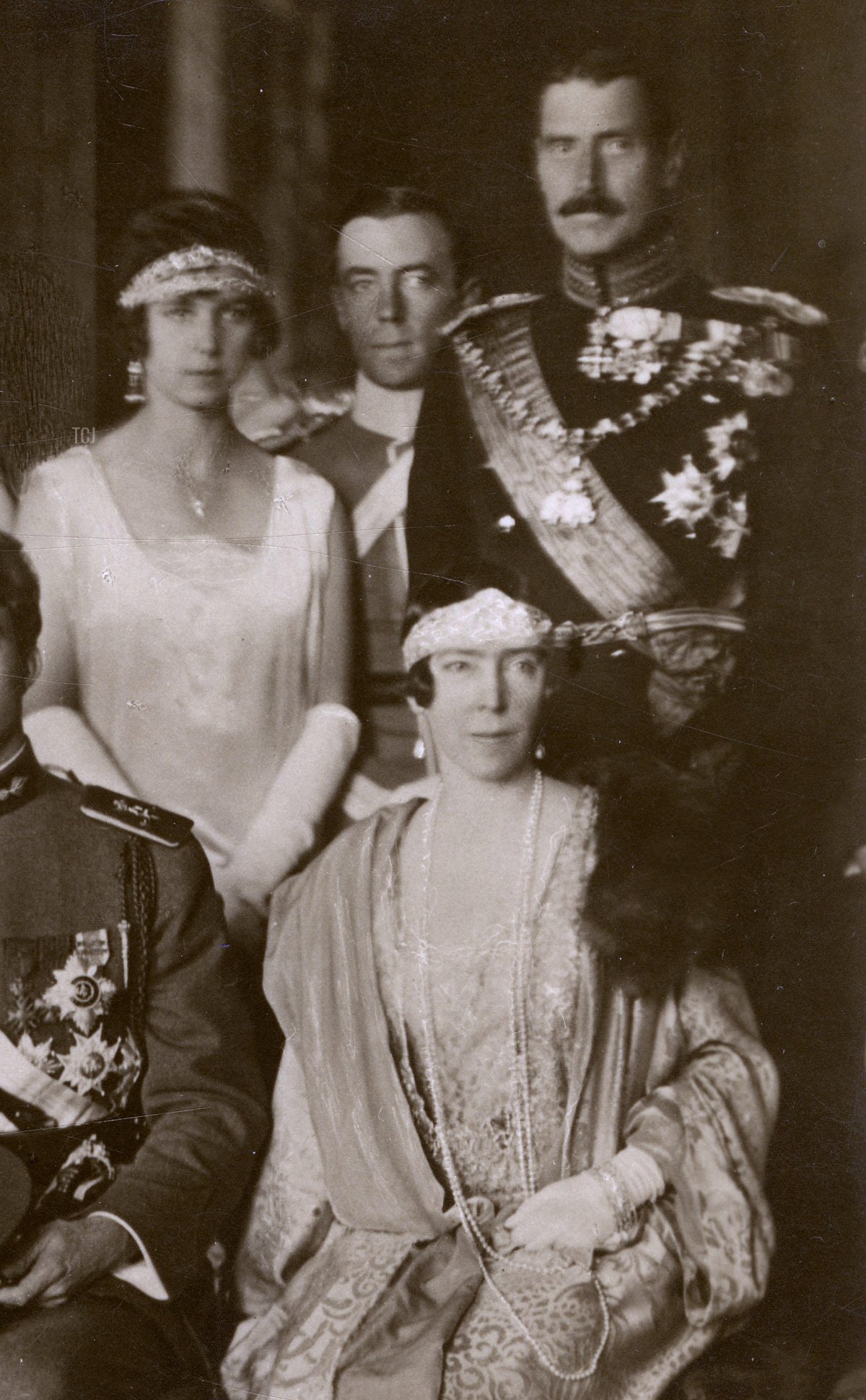 Group wedding portrait of King Leopold III and Queen Astrid of Belgium, 1926