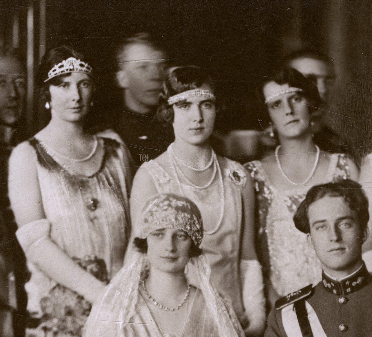 Group wedding portrait of King Leopold III and Queen Astrid of Belgium, 1926
