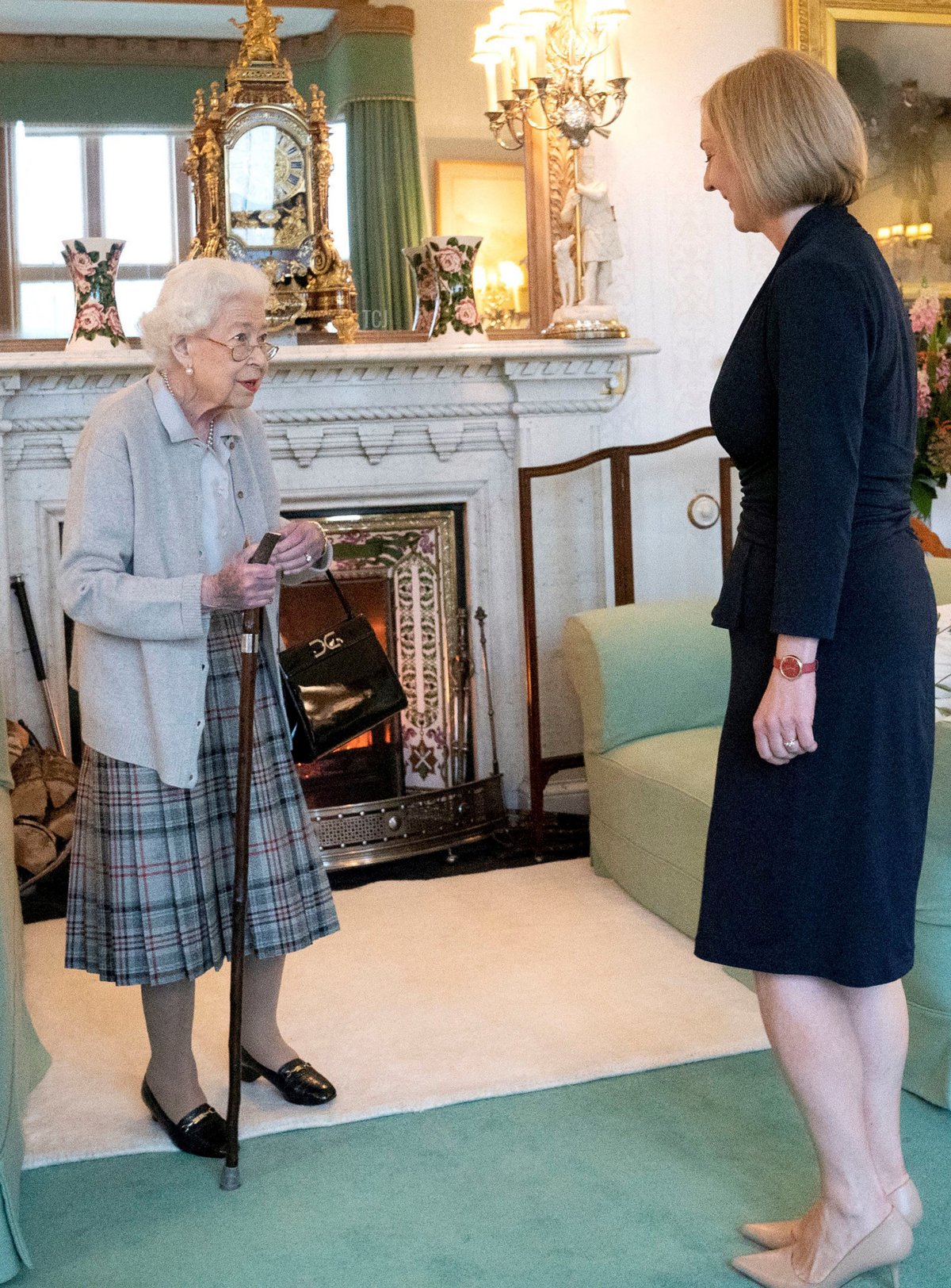 Britain's Queen Elizabeth II and new Conservative Party leader and Britain's Prime Minister-elect Liz Truss meet at Balmoral Castle in Ballater, Scotland, on September 6, 2022, where the Queen invited Truss to form a Government