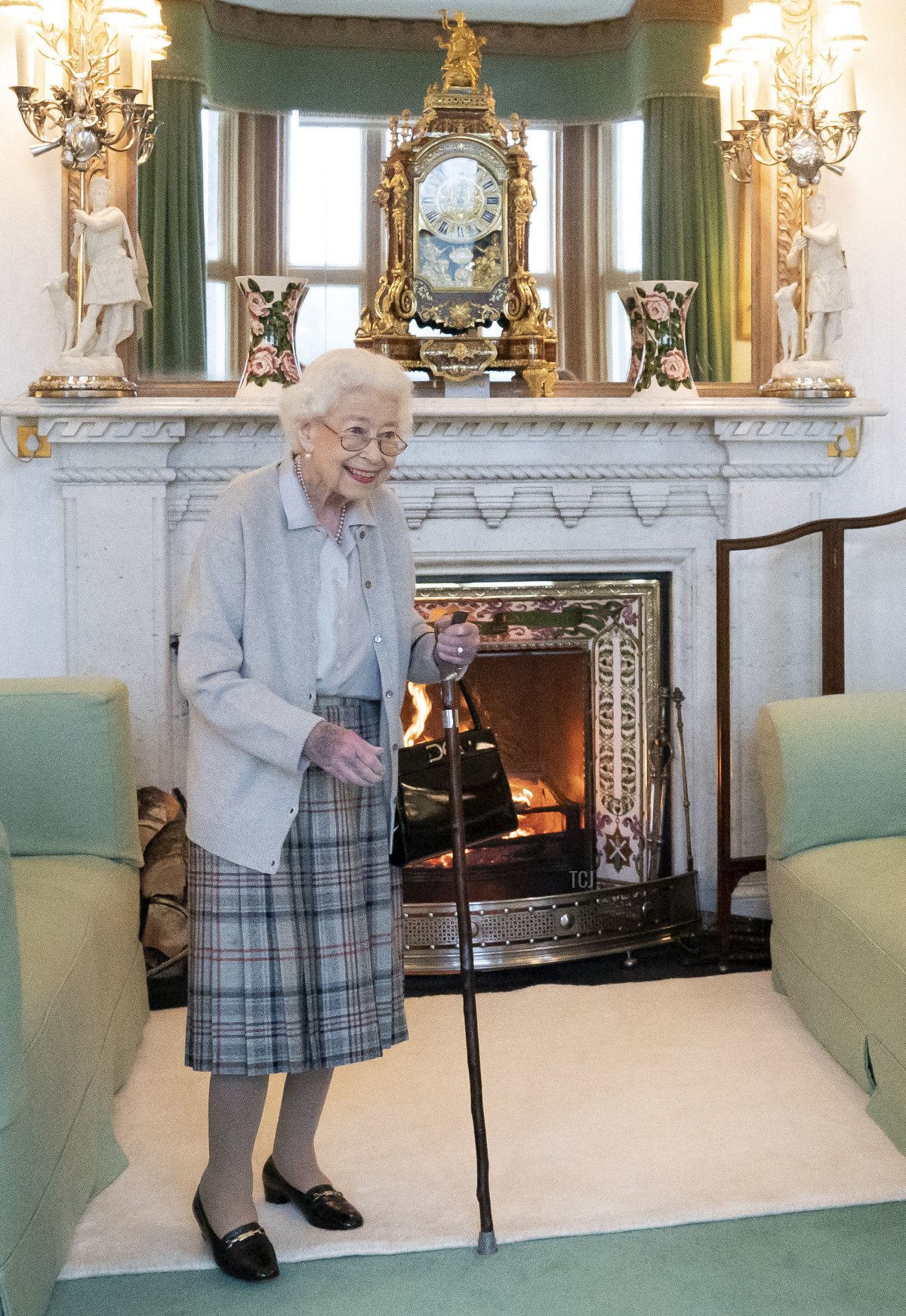 Britain's Queen Elizabeth II waits to meet with new Conservative Party leader and Britain's Prime Minister-elect at Balmoral Castle in Ballater, Scotland, on September 6, 2022