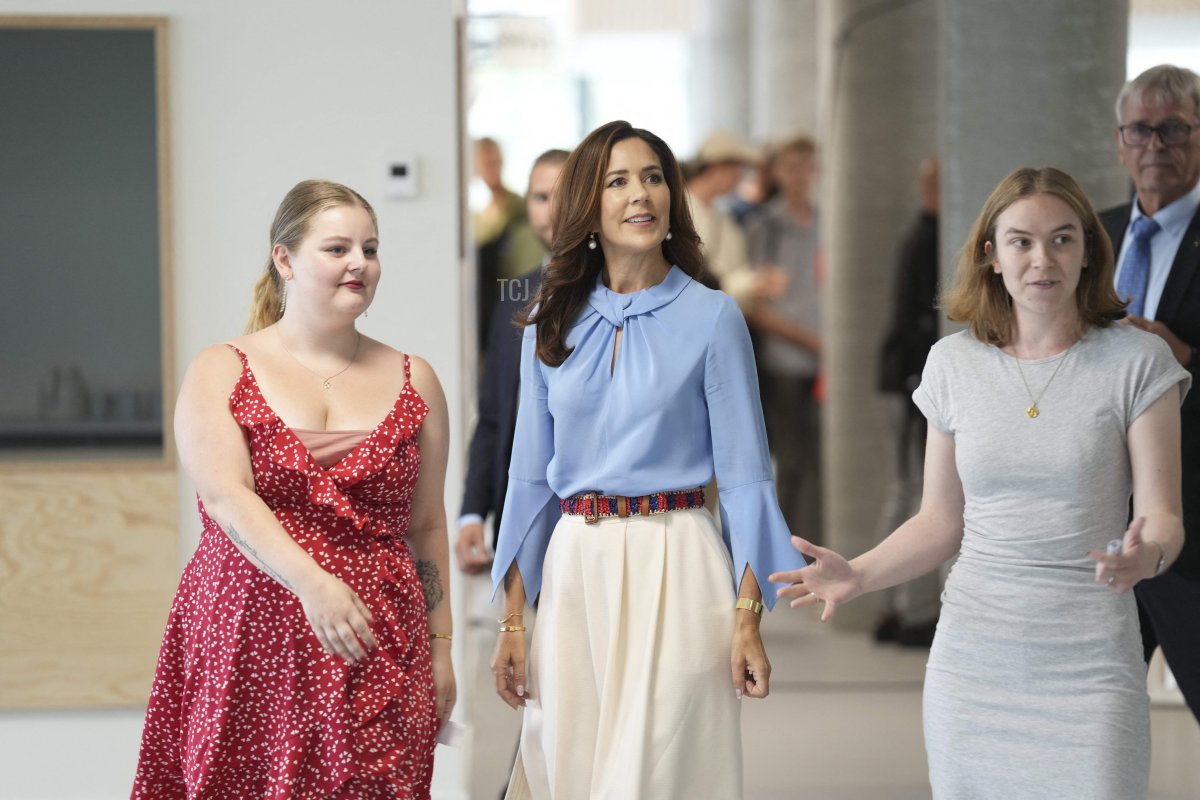 Crown Princess Mary of Denmark (C) visits as she inaugurates UC SYD Campus Kolding on September 6, 2022 in Kolding, Denmark