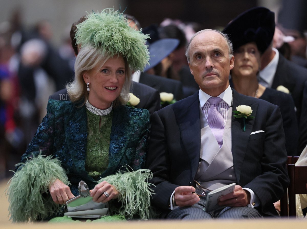 Princess Astrid and Prince Lorenz of Belgium attend the wedding ceremony of Princess Maria-Laura of Belgium and William Isvy, at Saint Michael and Saint Gudula Cathedral in Brussels on September 10, 2022