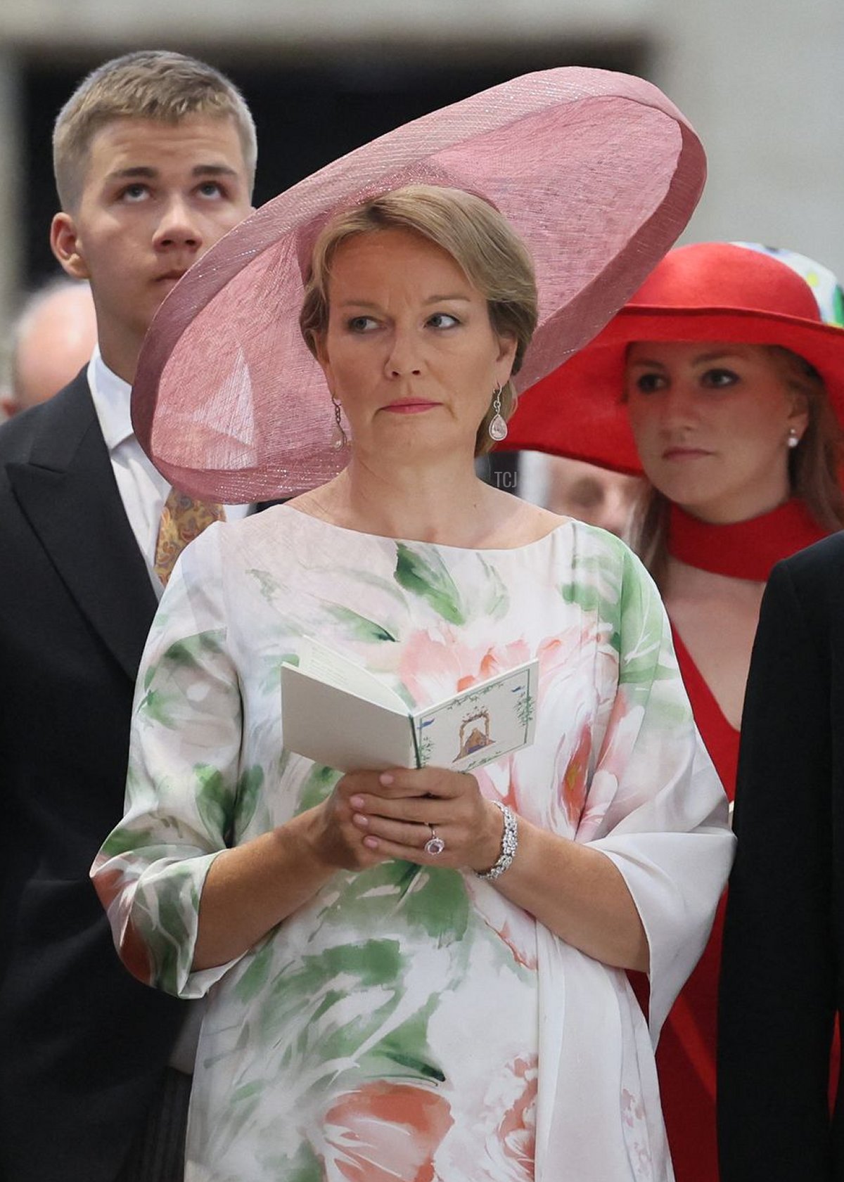 Members of Belgium Royal Familly (L to R), Queen Paola, King Albert II, Queen Mathilde, and King Philippe attend the wedding ceremony of Princess Maria-Laura of Belgium and William Isvy, at Saint Michael and Saint Gudula Cathedral in Brussels on September 10, 2022