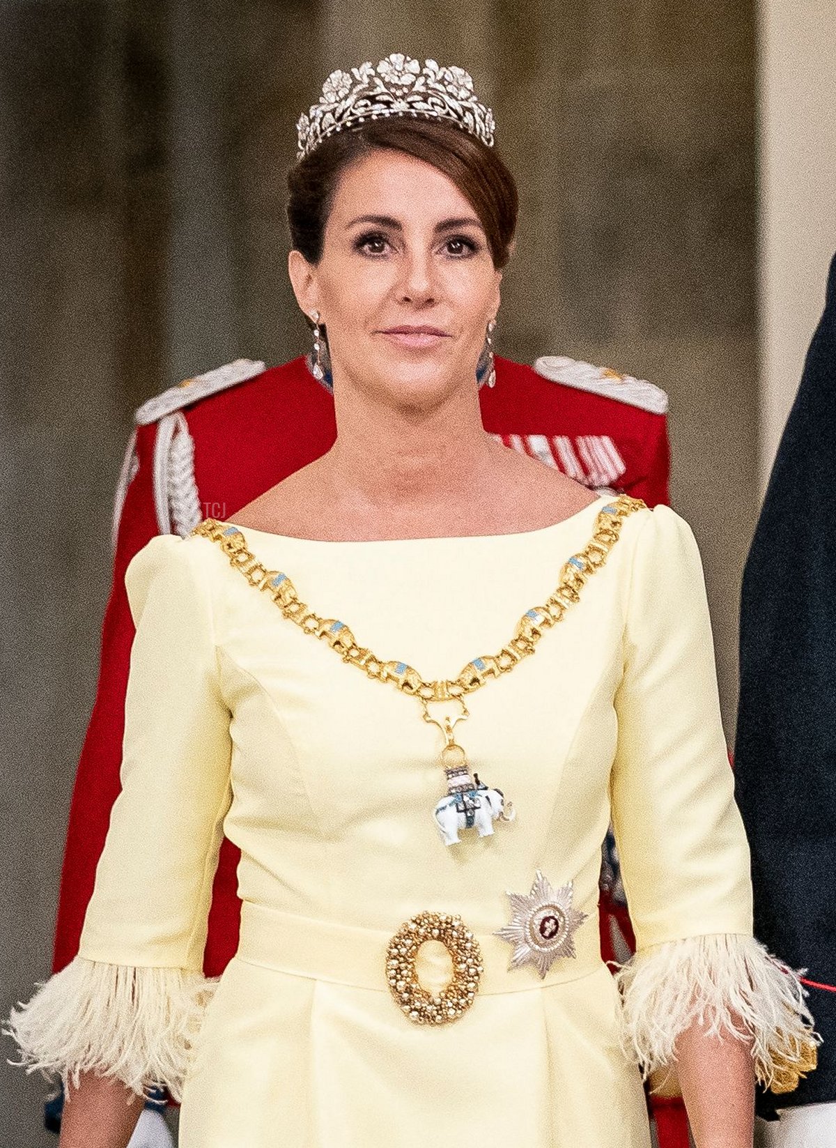 Prince Joachim and Princess Marie of Denmark arrive at the gala banquet at Christiansborg Palace on September 11, 2022, during celebrations to mark the 50th anniversary of the Queen of Denmark's accession to the throne