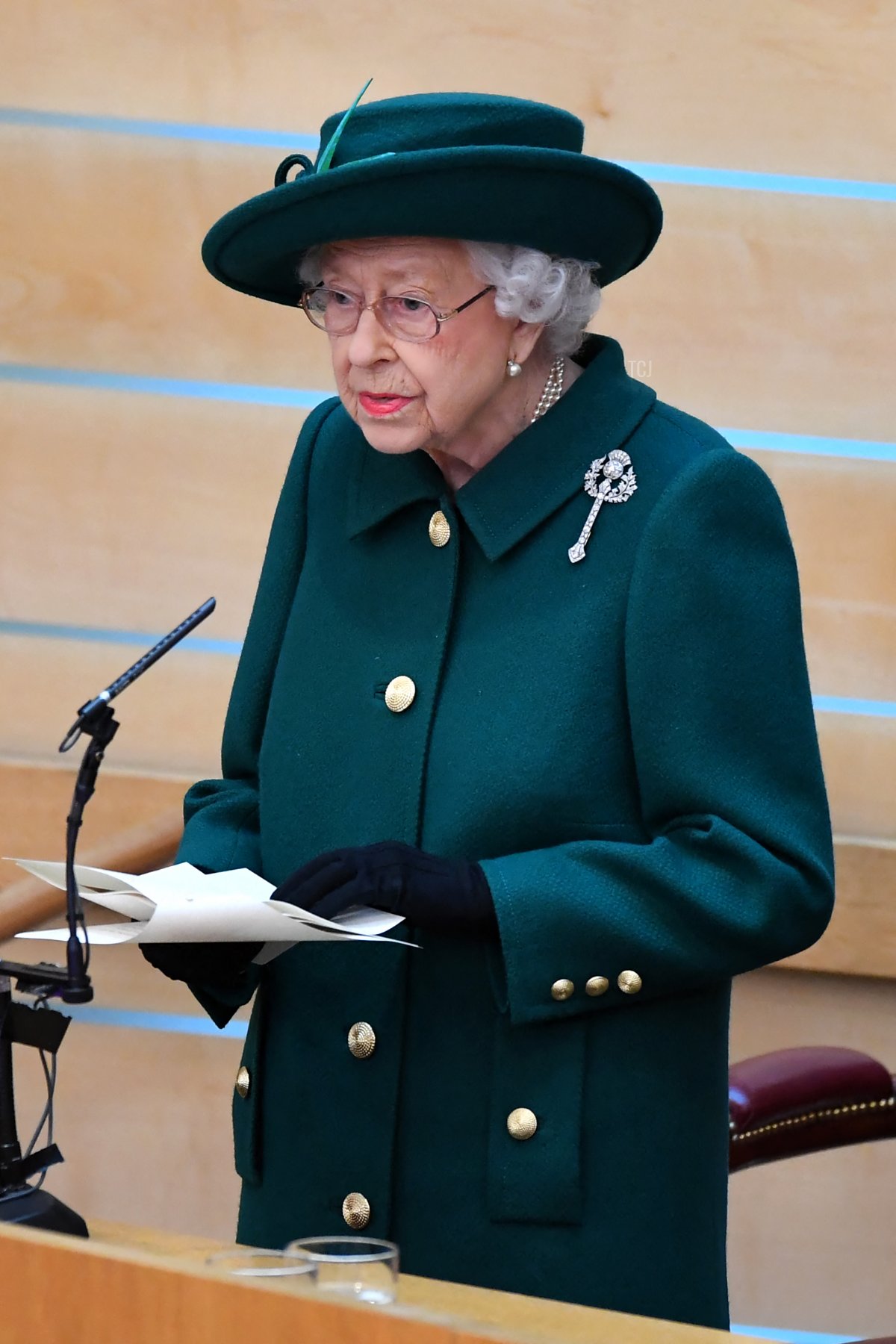 Britain's Queen Elizabeth II makes her Address to Parliament in the Debating Chamber during the opening of the sixth session of the Scottish Parliament in Edinburgh, Scotland on October 2, 2021