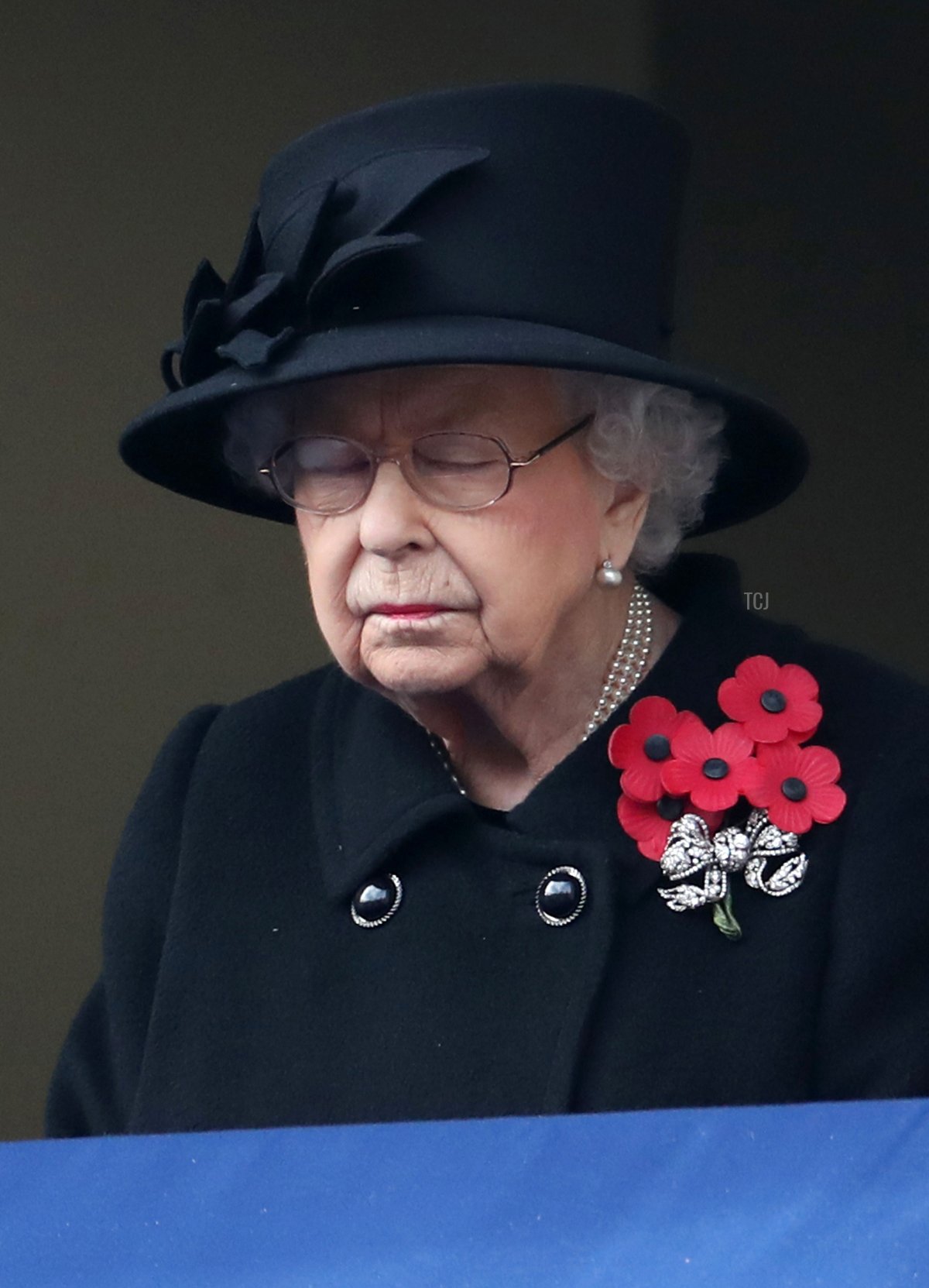 Britain's Queen Elizabeth II attends the Remembrance Sunday ceremony at the Cenotaph on Whitehall in central London, on November 8, 2020