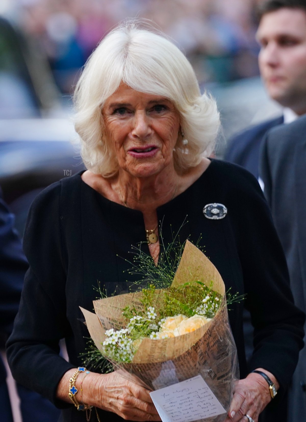 Camilla, Queen Consort meets well-wishers as she returns to Clarence House from Buckingham Palace along the Mall during a impromptu walkabout following the death of Queen Elizabeth II on September 10, 2022 in London, United Kingdom