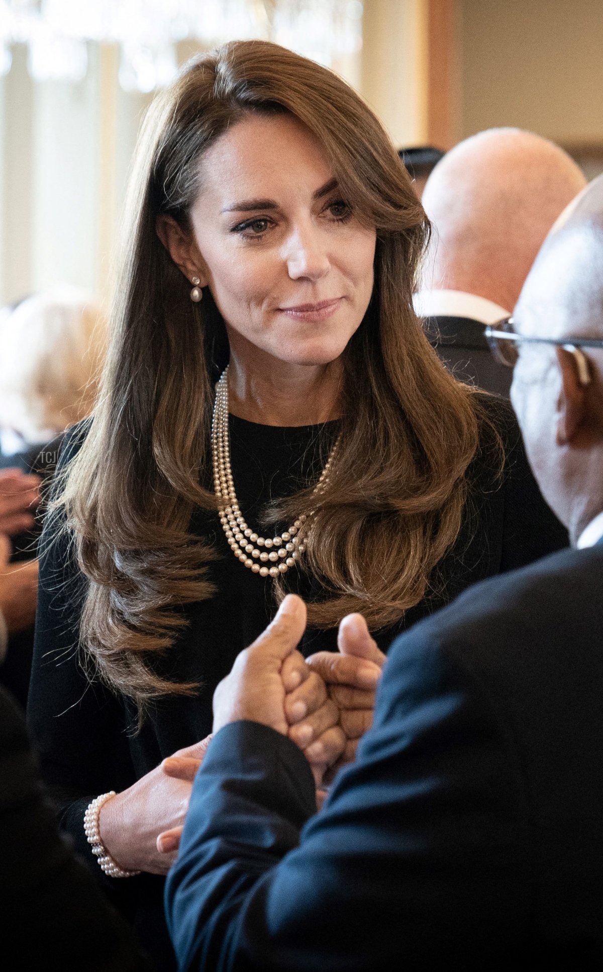 Britain's Catherine (C), Princess of Wales, speaks to guests during a lunch held for governors-general of the Commonwealth nations at Buckingham Palace in London on September 17, 2022 following the death of Britain's Queen Elizabeth II on September 8