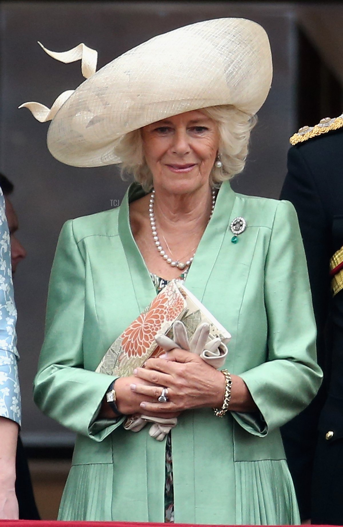 Camilla, Duchess of Cornwall on the balcony of Buckingham Palace during the Trooping the Colour Ceremony on June 13, 2015 in London, England