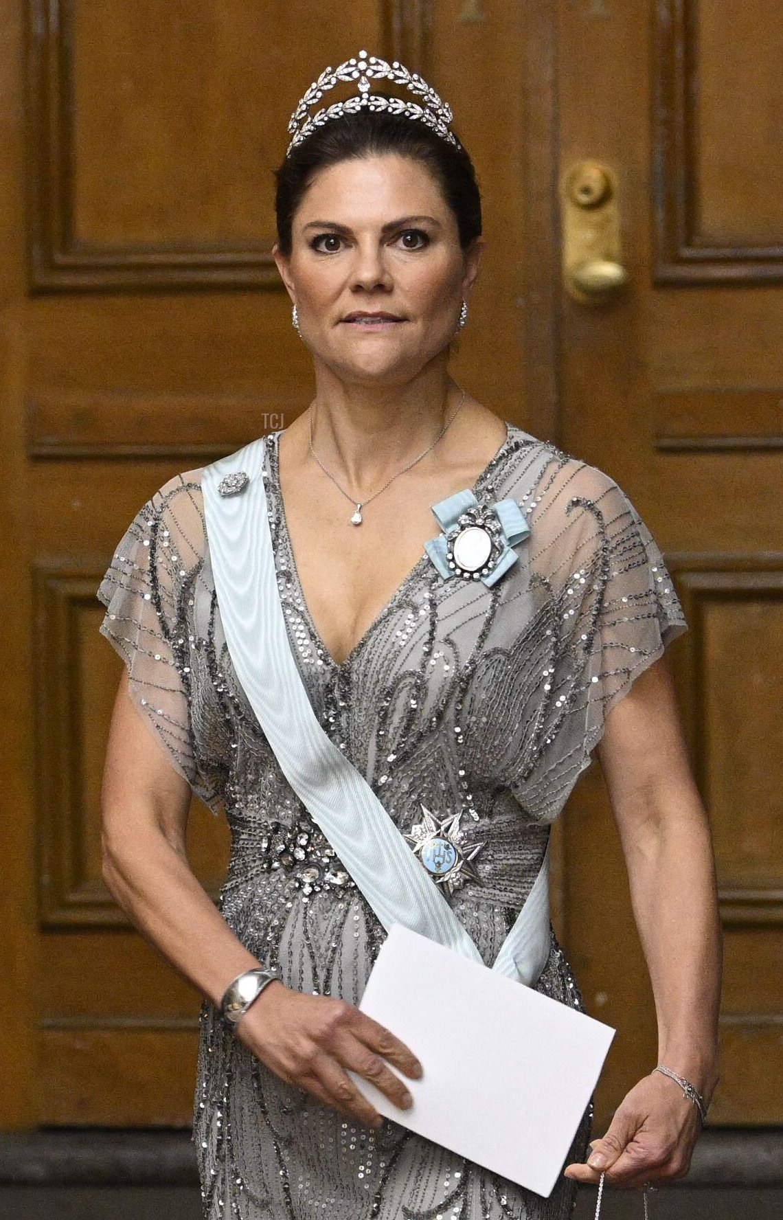 Crown Princess Victoria arrives at a dinner at Stockholm Palace September 29, 2022