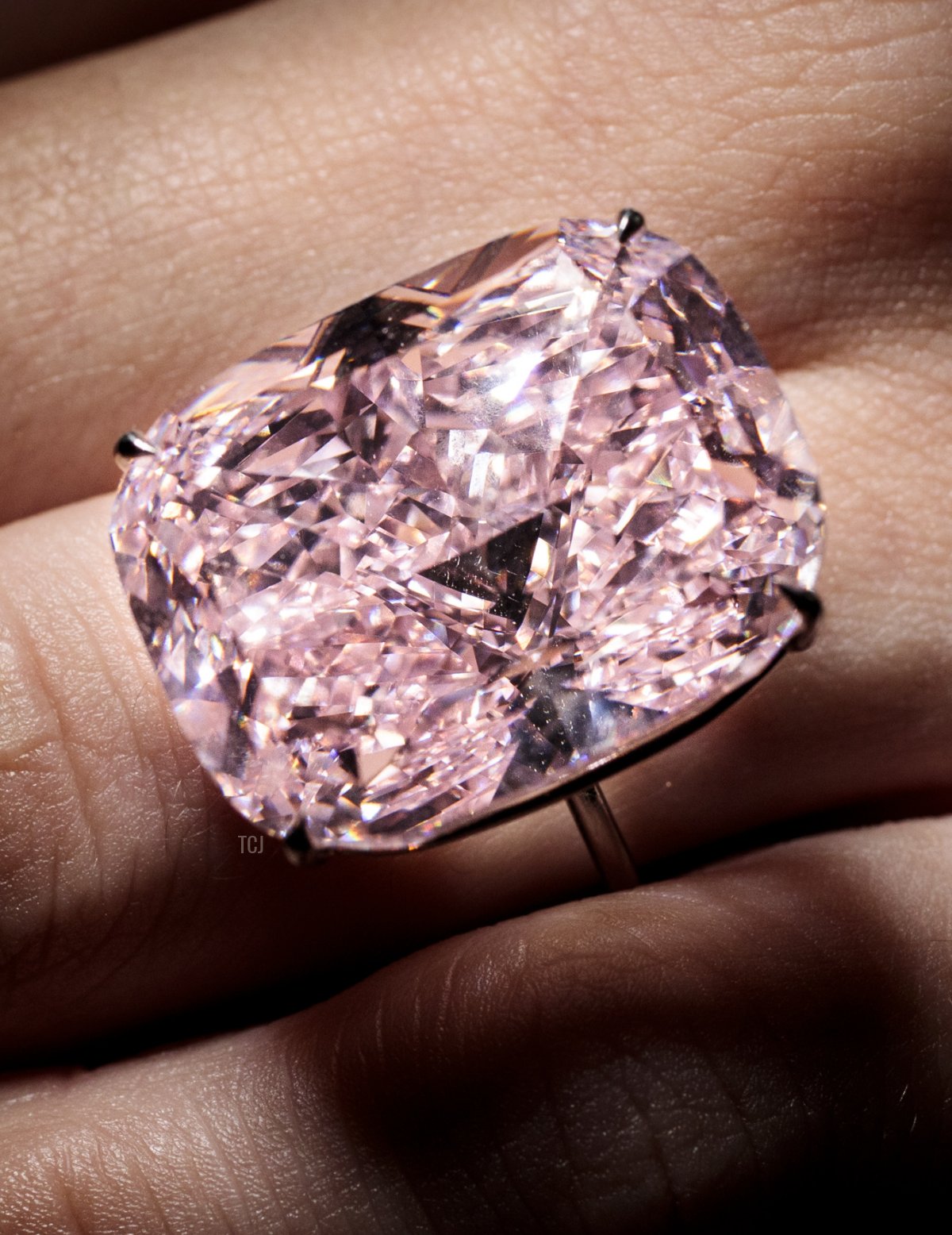 The 37.30 carat Raj Pink, the world's largest know fancy intense pink diamond (est. $20-30 million) goes on view at Sotheby's on October 13, 2017 in London, England
