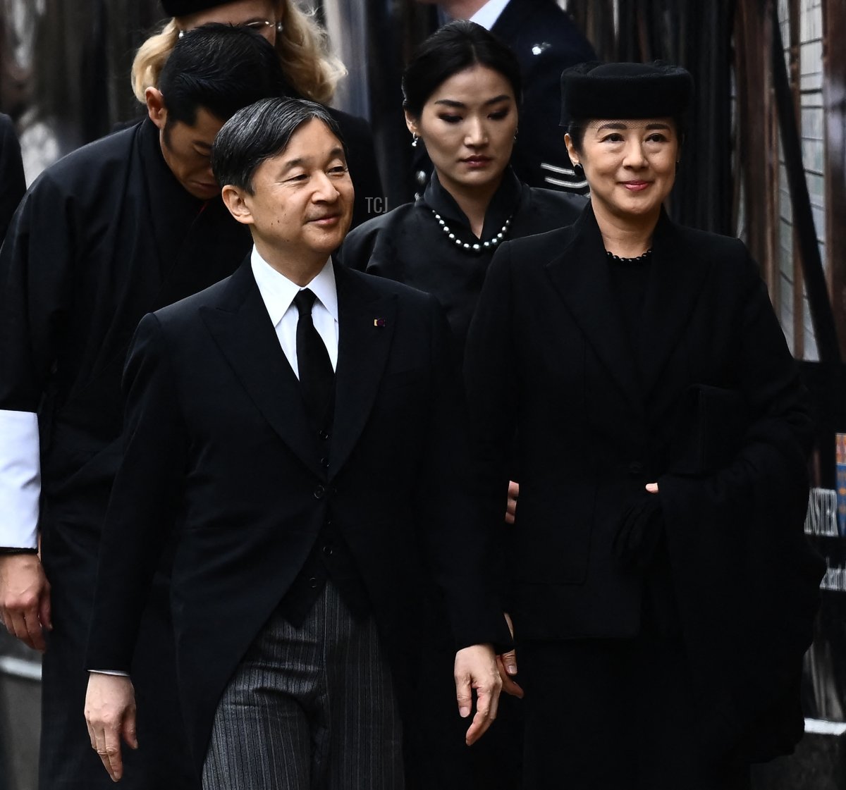 Japan's Emperor Naruhito and his wife Empress Masako arrive at Westminster Abbey in London on September 19, 2022, for the State Funeral Service for Britain's Queen Elizabeth II