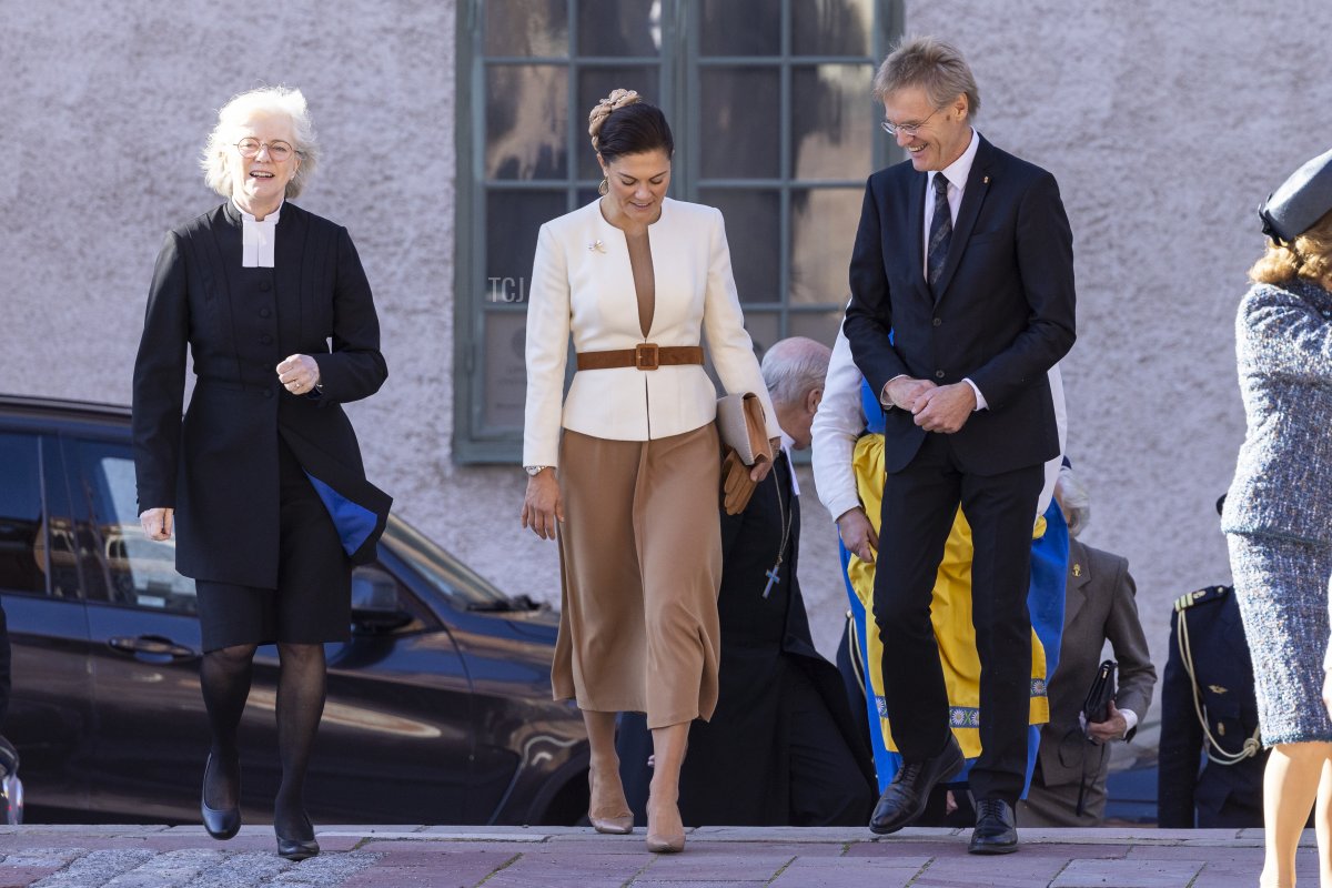 Crown Princess Victoria of Sweden attends a church ceremony at the Uppsala Cathedral in connection with the start of the annual meetings of the Swedish Church on October 4, 2022 in Uppsala, Sweden