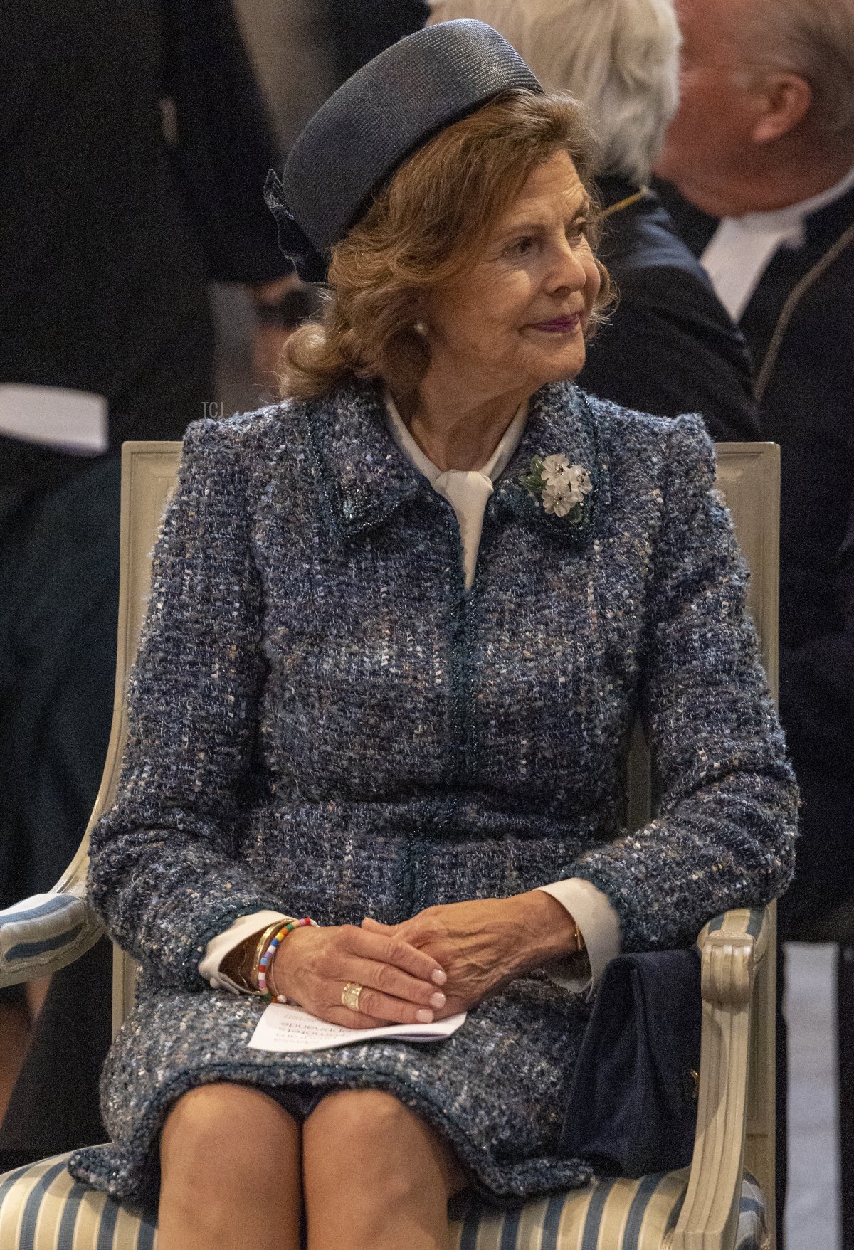 Queen Silvia of Sweden attends a church ceremony at the Uppsala Cathedral in connection with the start of the annual meetings of the Swedish Church on October 4, 2022 in Uppsala, Sweden