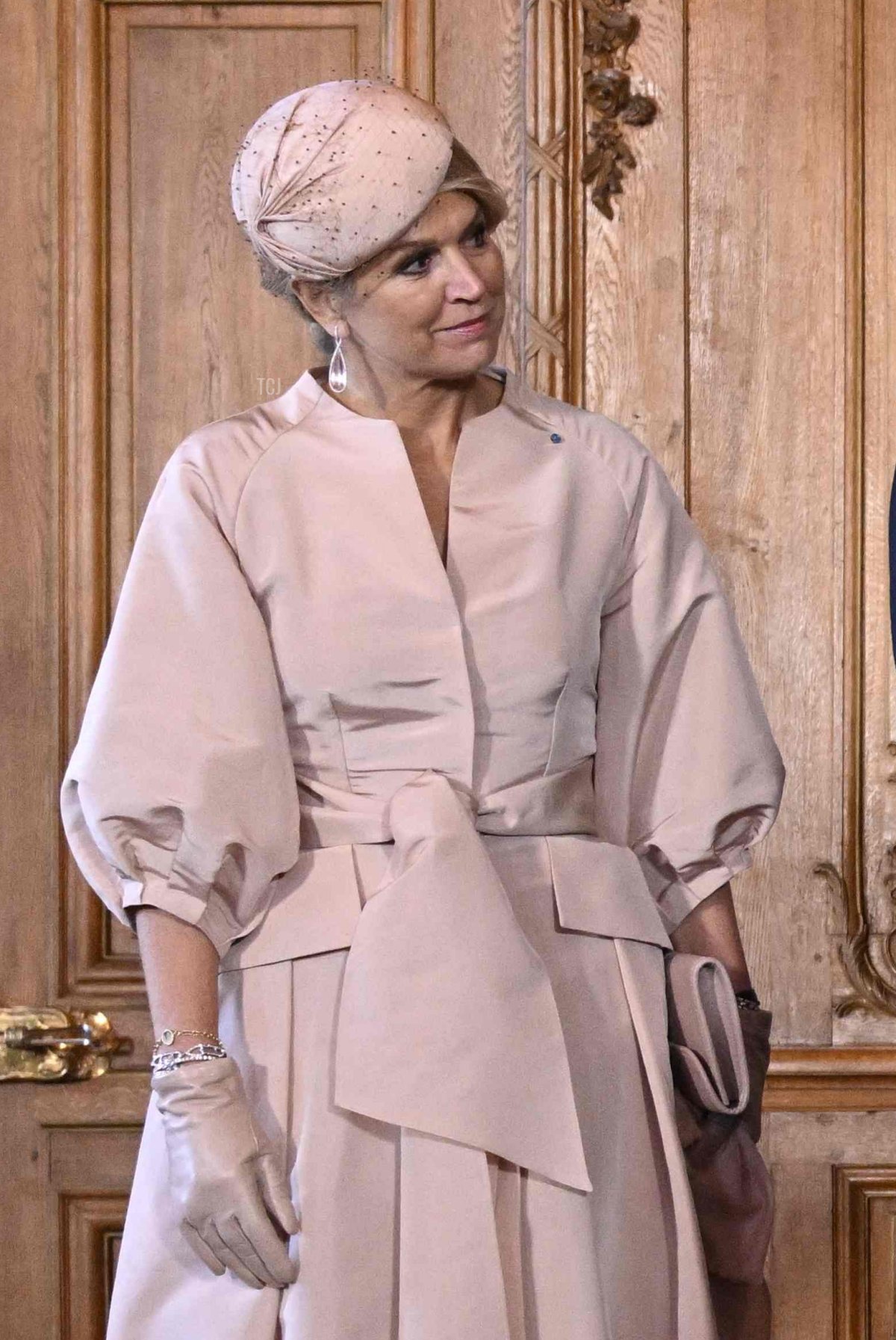 Queen Maxima of the Netherlands, King Willem-Alexander of the Netherlands, King Carl Gustaf of Sweden and Queen Silvia of Sweden attend a press conference at the Royal Palace in Stockholm, on October 11, 2022