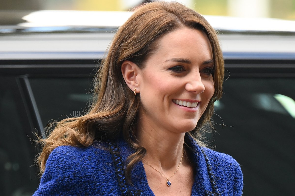 Britain's Catherine, Princess of Wales, arrives to visit Copper Box Arena to celebrate the 10th anniversary of Coach Core in London on October 13, 2022