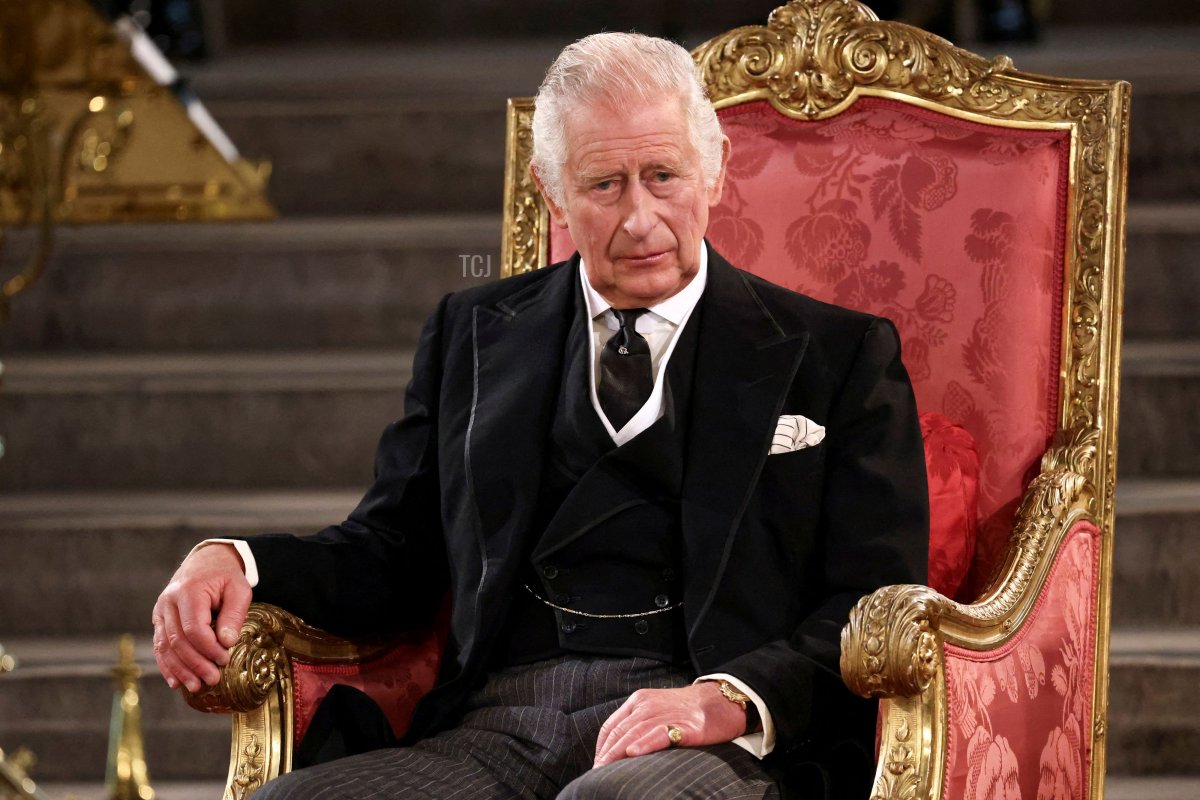 Britain's King Charles III attends the presentation of Addresses by both Houses of Parliament in Westminster Hall, inside the Palace of Westminster, central London on September 12, 2022, following the death of Queen Elizabeth II on September 8