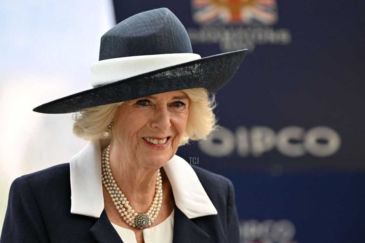 Camilla, Queen Consort at Ascot Racecourse on October 15, 2022 in Ascot, England