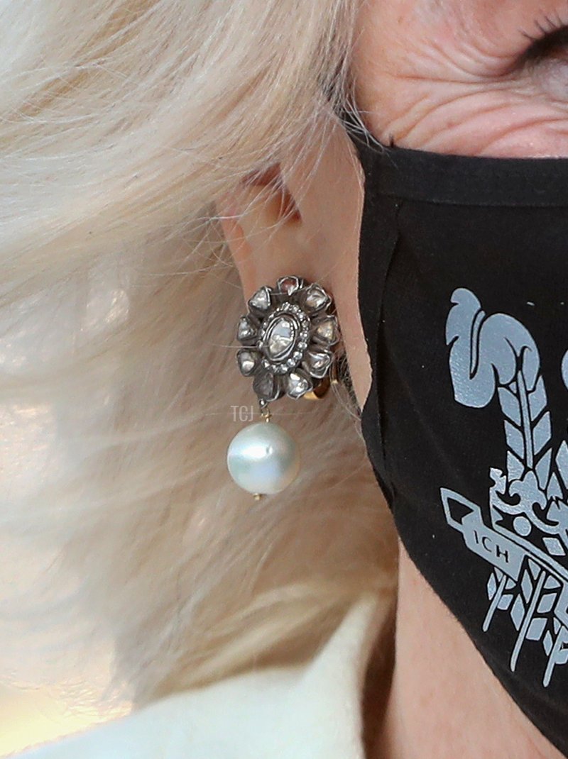 Camilla, Duchess of Cornwall during a visit to the National Gallery on March 24, 2021 in Athens, Greece