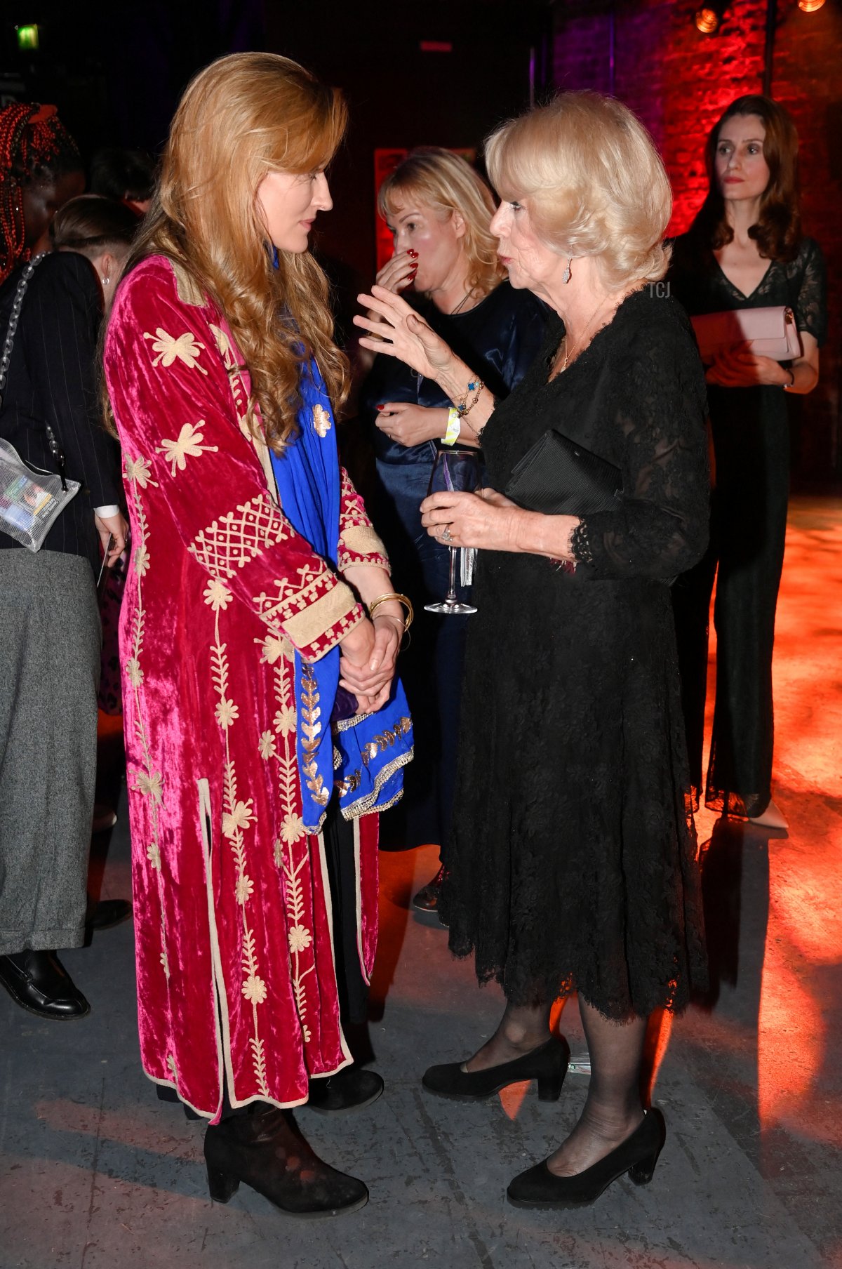Camilla, Queen Consort meets actor Natascha McElhone at the 2022 Booker Prize for Fiction ceremony at the Roundhouse, on October 17, 2022, in London, England