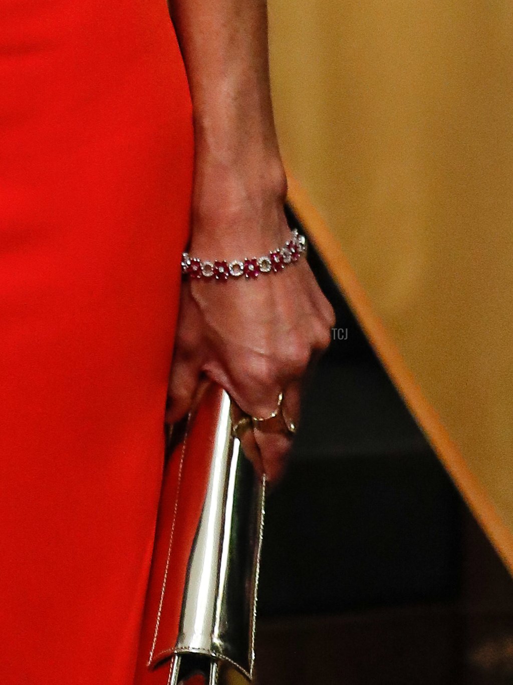 Queen Letizia of Spain greets guests during a defilee at Bellevue Palace on October 17, 2022 in Berlin, Germany