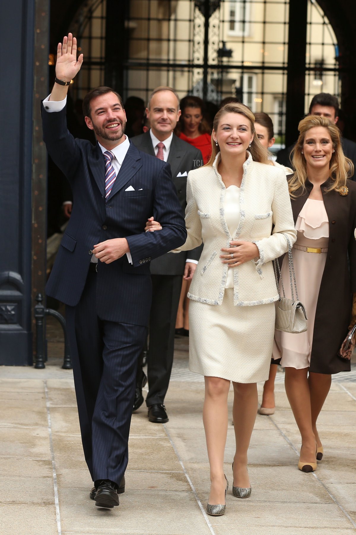 Crown Prince Guillaume of Luxembourg and Countess Stephanie de Lannoy depart the Grand-Ducal Palace prior to the civil ceremony for the wedding of Prince Guillaume of Luxembourg and Stephanie de Lannoy at the Hotel De Ville on October 19, 2012 in Luxembourg