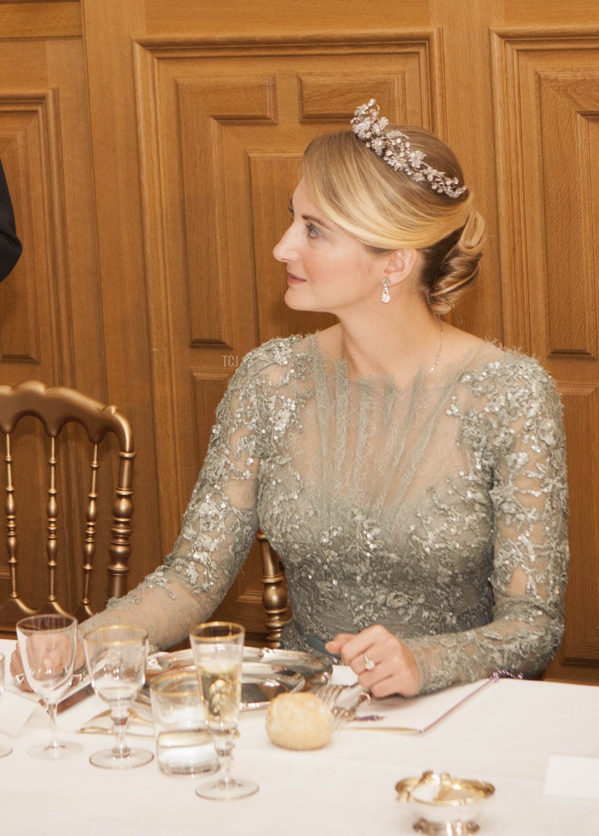In this handout image provided by the Grand-Ducal Court of Luxembourg, Grand Duke Henri of Luxembourg, Countess Stephanie de Lannoy and Prince Guillaume Of Luxembourg attend a Gala dinner for the wedding of Prince Guillaume of Luxembourg and Countess Stephanie de Lannoy at the Grand-ducal Palace on October 19, 2012 in Luxembourg