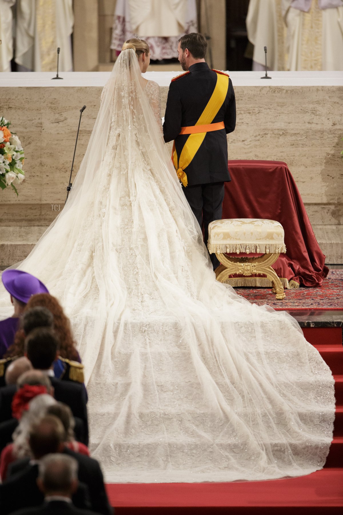 In this handout image provided by the Grand-Ducal Court of Luxembourg, Prince Guillaume Of Luxembourg and Countess Stephanie de Lannoy during their wedding ceremony at the Cathedral of our Lady of Luxembourg on October 20, 2012 in Luxembourg