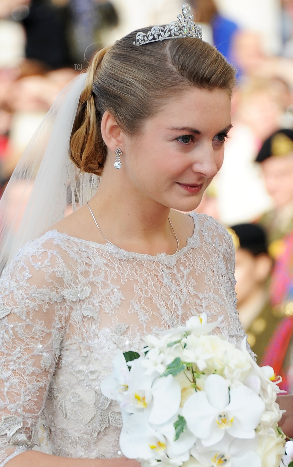 Princess Stephanie of Luxembourg arrives at the wedding ceremony of Prince Guillaume Of Luxembourg and Princess Stephanie of Luxembourg at the Cathedral of our Lady of Luxembourg on October 20, 2012 in Luxembourg